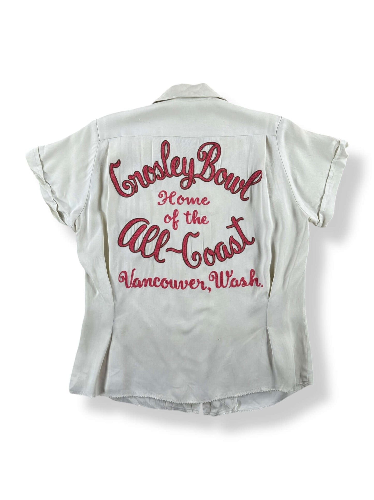 Back of Vintage Hazel Sinn Crossley Bowling Shirt SZ 34