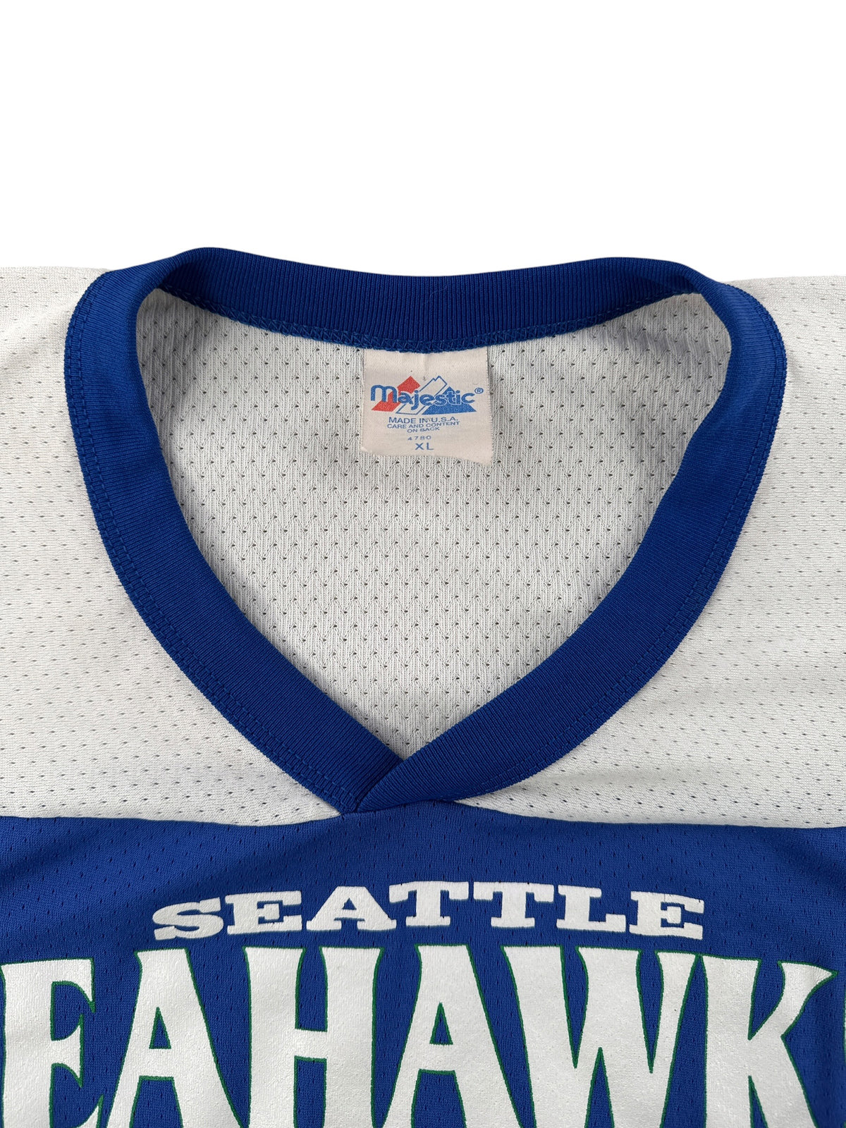 Collar on Vintage Seahawks Polyester Jersey SZ XL