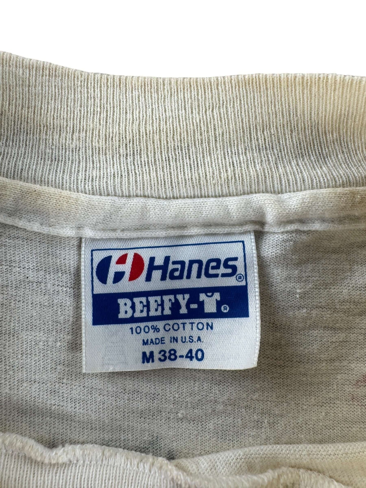 Tag on Vintage 80s Rainier Brewed in the USA Signature Tee SZ M