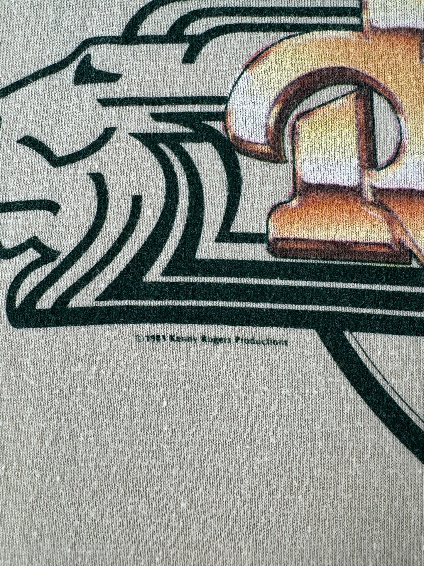 Copyright date under back graphic on Vintage Kenny Rodgers Tee SZ M (Fits S)