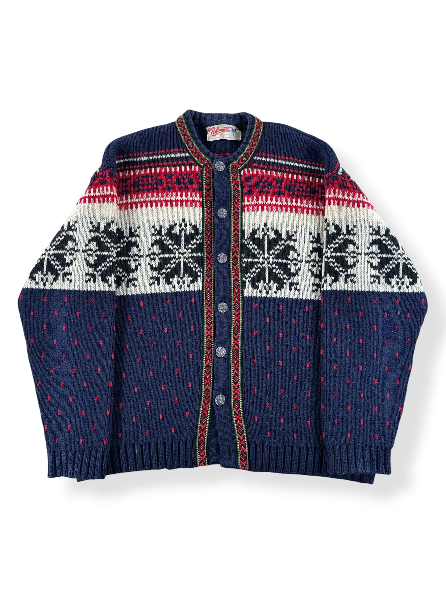 Front of Vintage Norwegian Cardigan Sweater SZ XL