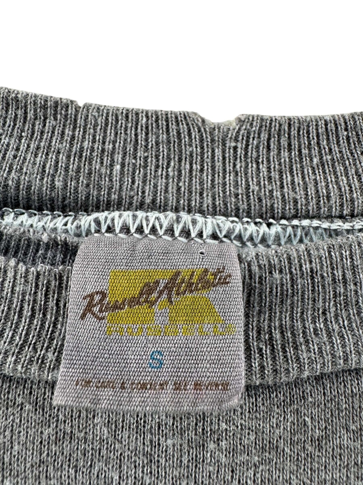 Tag on Vintage Russell Athletic Blank Grey Sweatshirt SZ S