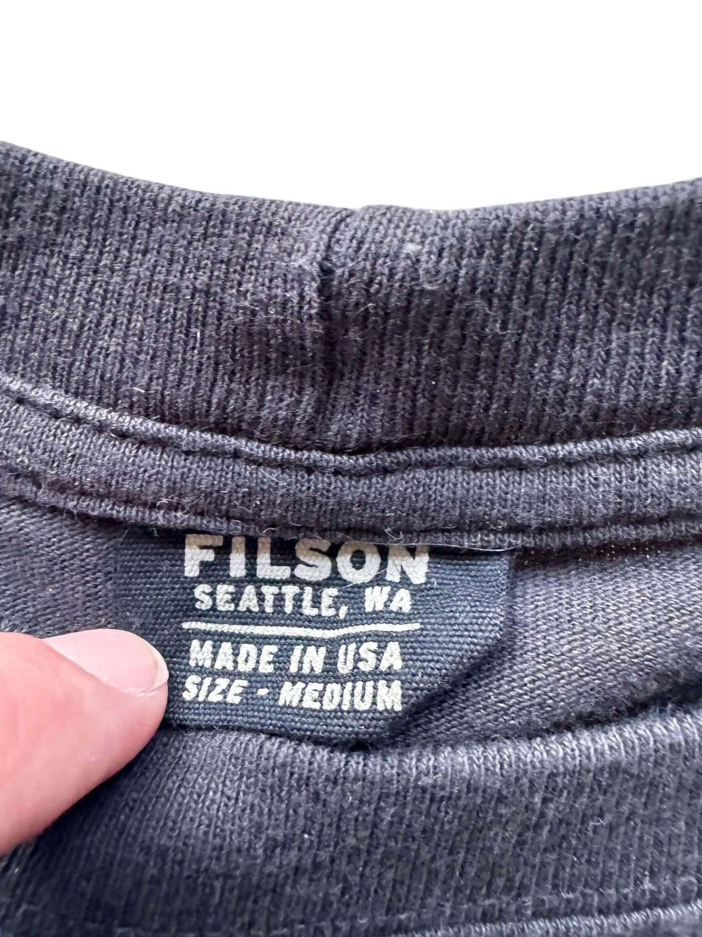 Tag on Filson Faded Black Long Sleeve Outfitter Pocket-T-Shirt SZ M