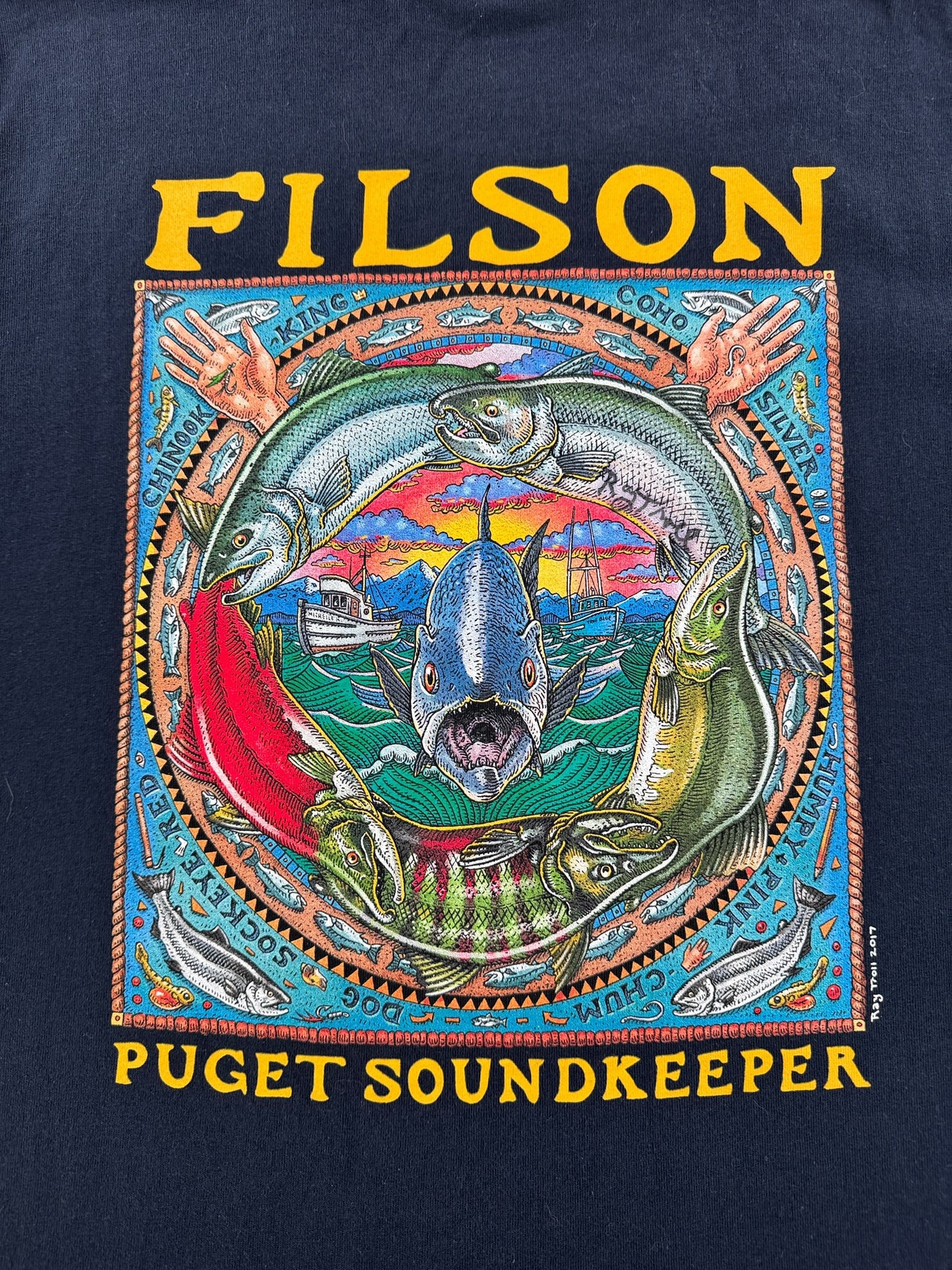 Back Graphic of Filson Ray Troll Tee SZ M