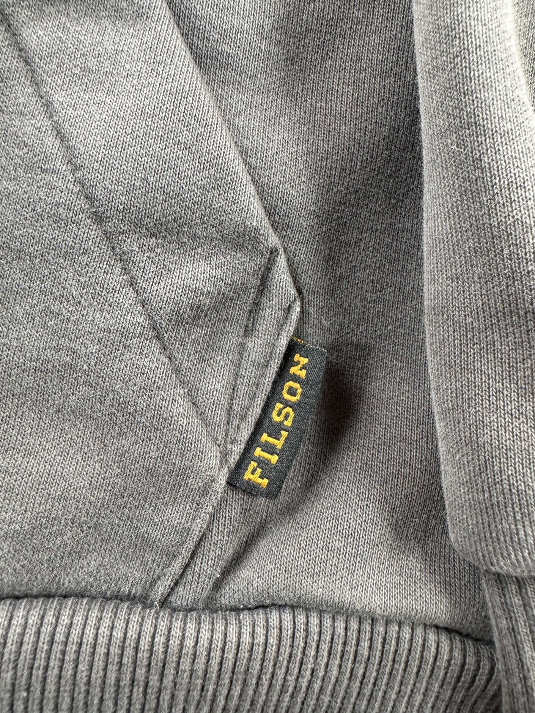 Label on Filson Faded Black Prospector Hoodie SZ M