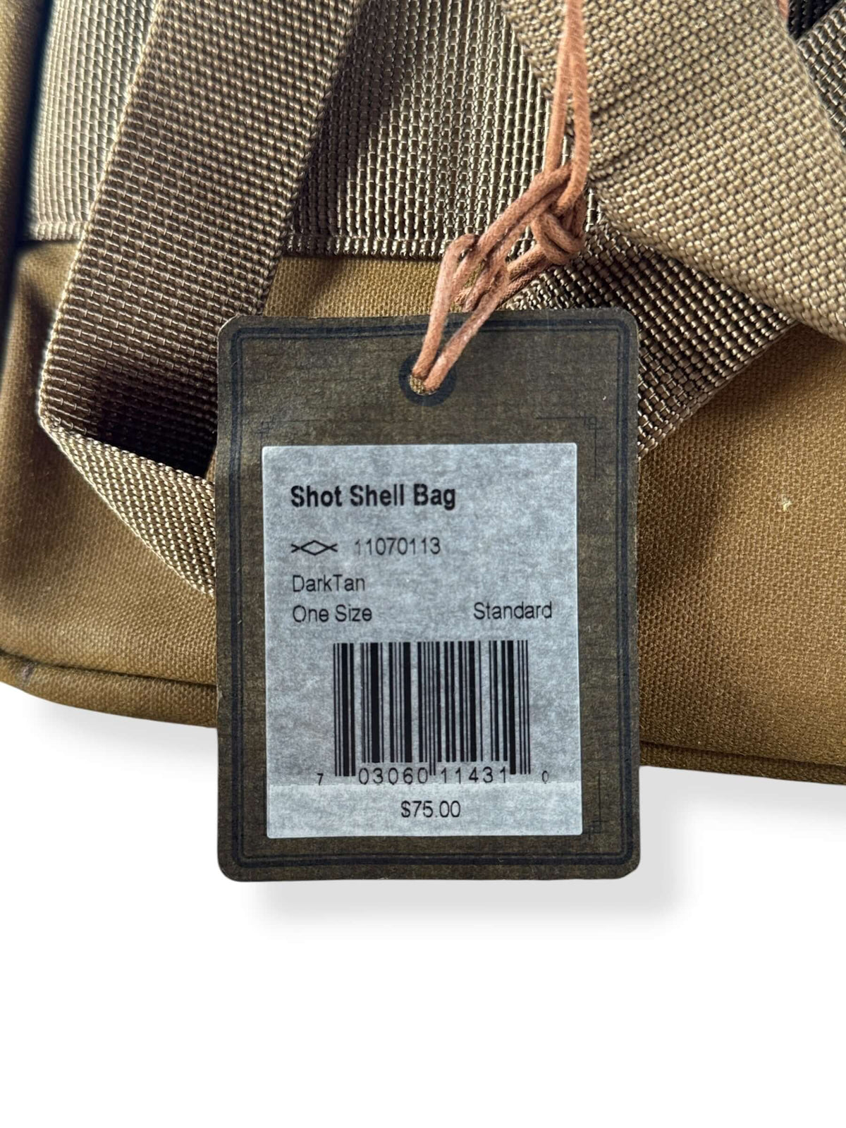 Back of tag on Filson Shot Shell Bag NWT