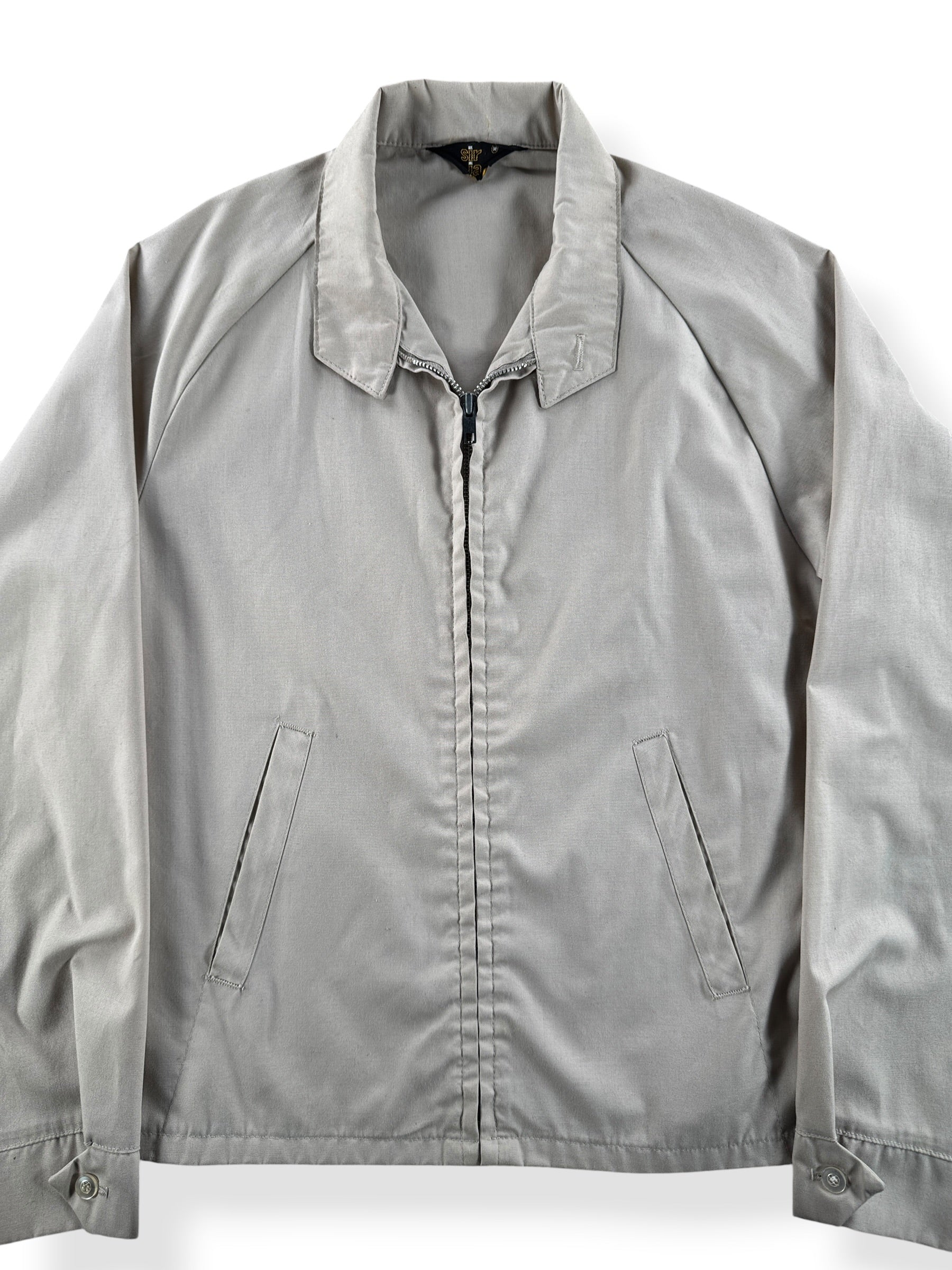 Front Close Up of Vintage Sir Jac Khaki Liteweight Jacket SZ M (Fits S)