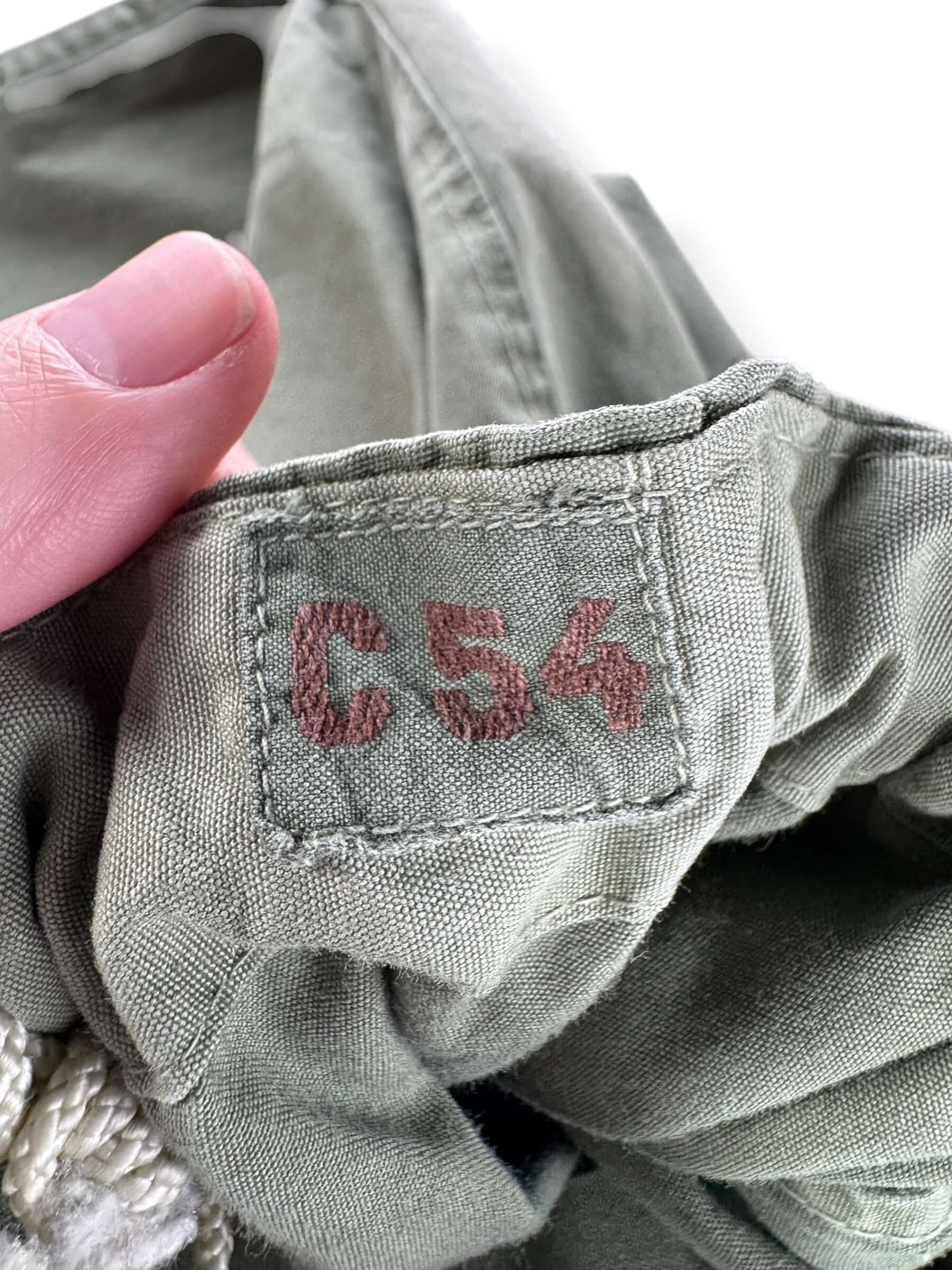 Label on Vintage European Military Sage Green Over Pants W36