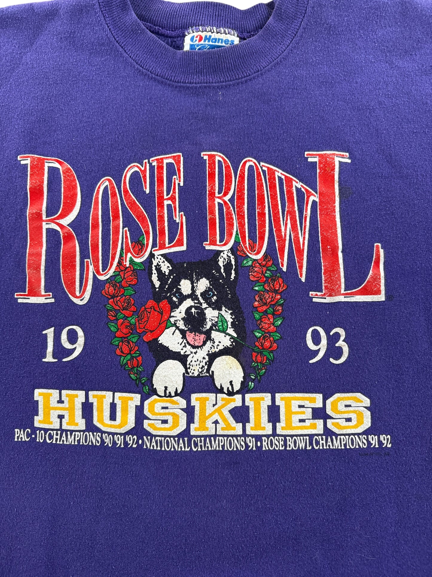 Graphic of Vintage UW Huskies Rose Bowl Crewneck SZ M