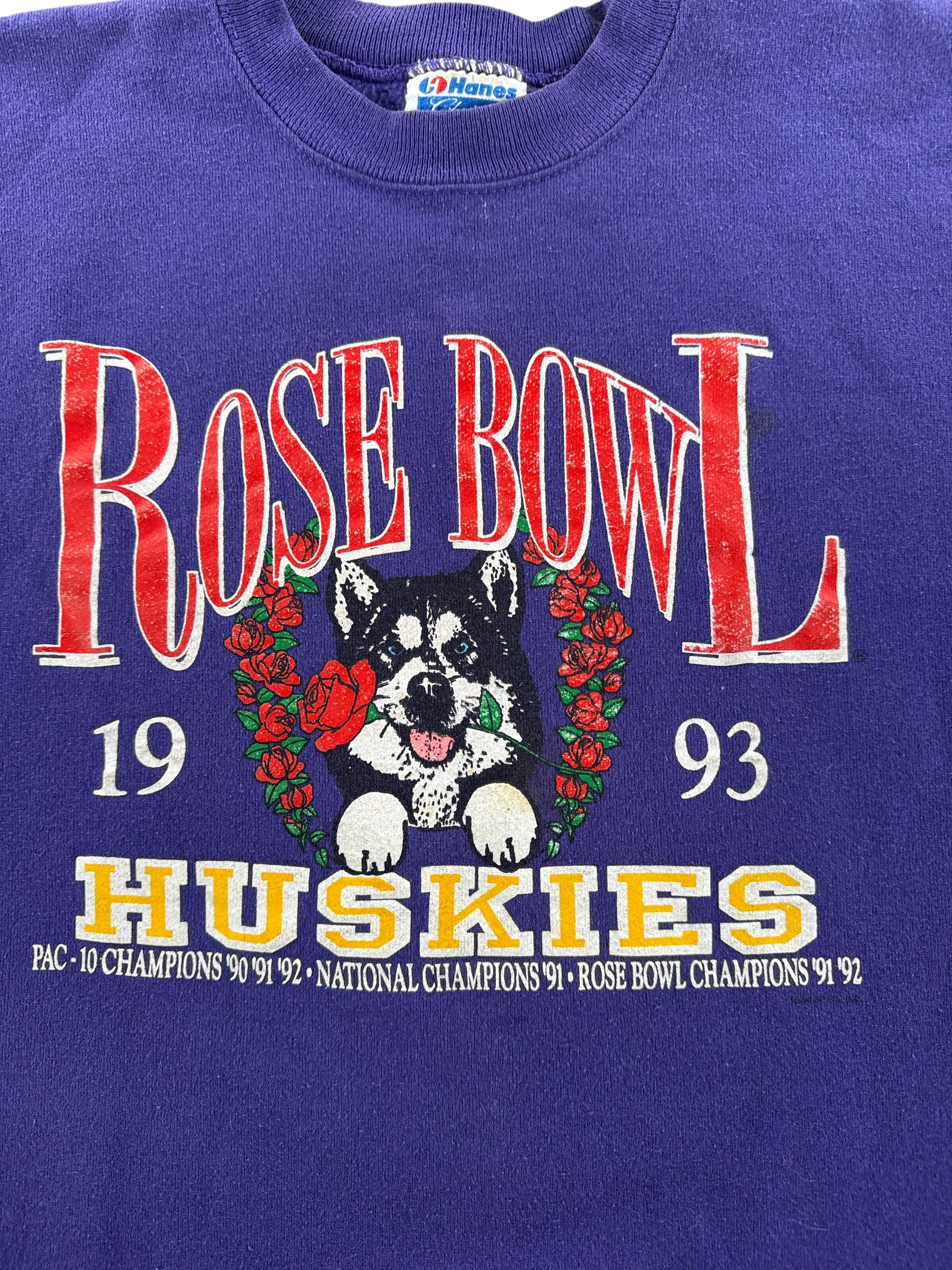Graphic of Vintage UW Huskies Rose Bowl Crewneck SZ M