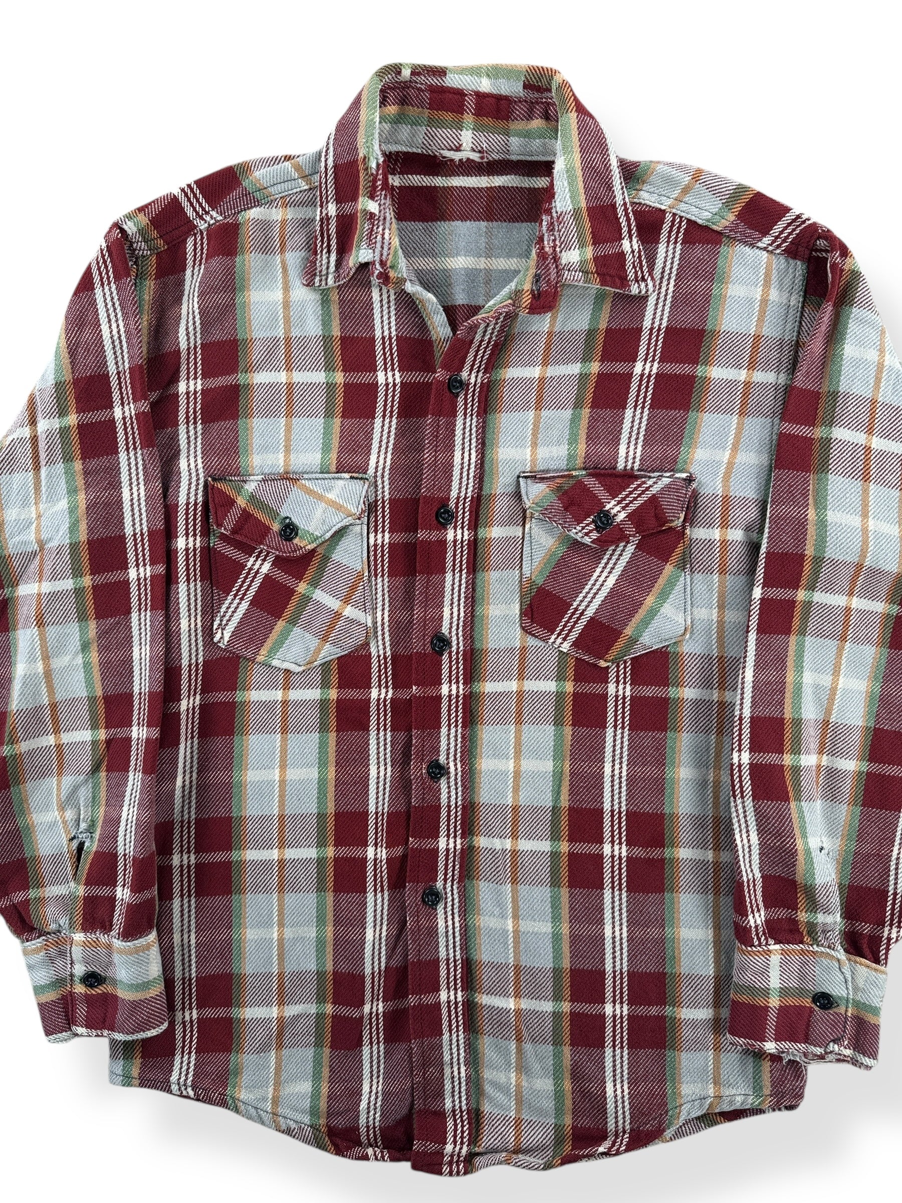 Front Close Up of Vintage Thrasher Cotton Flannel SZ L