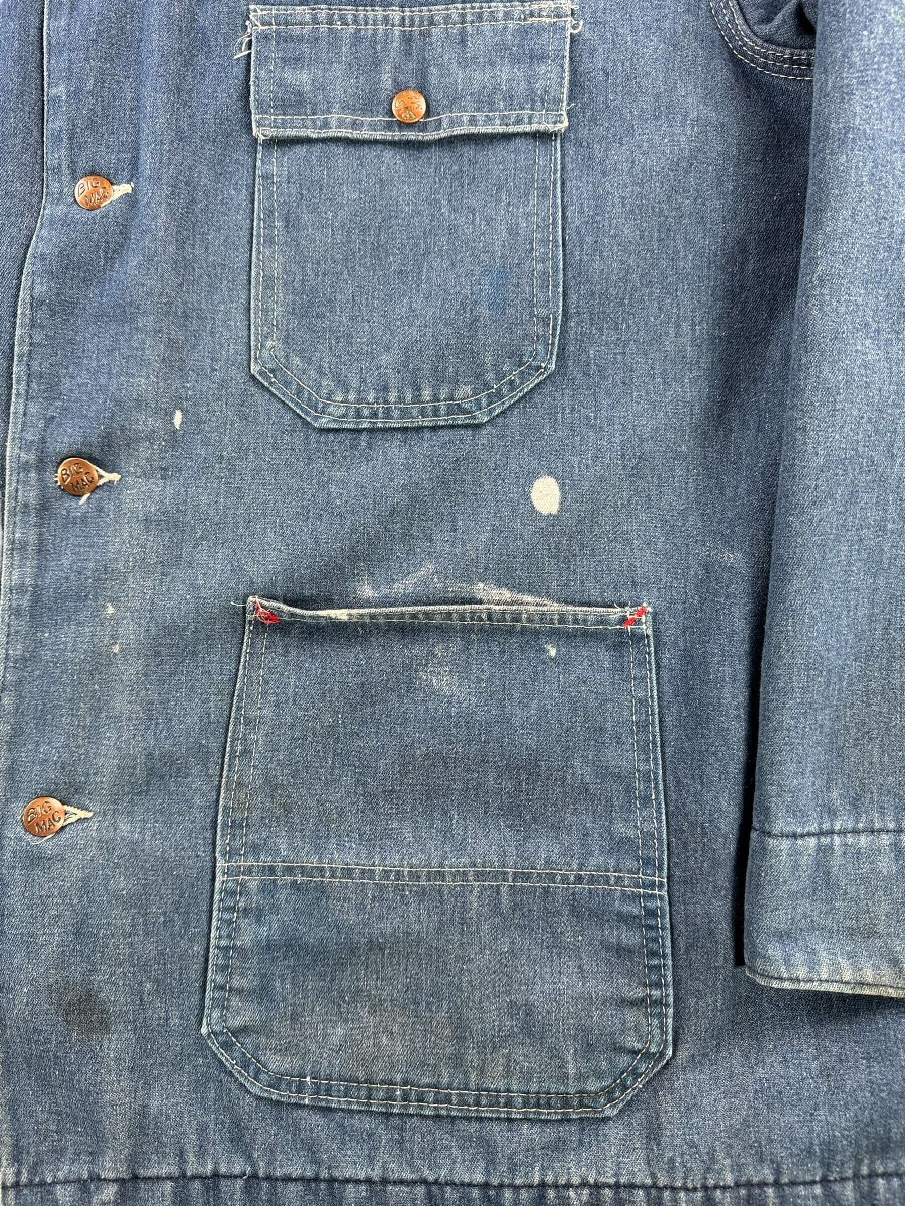 Stain on Vintage Sears Tradewear Blanket Lined Denim Chore Coat SZ L Tall