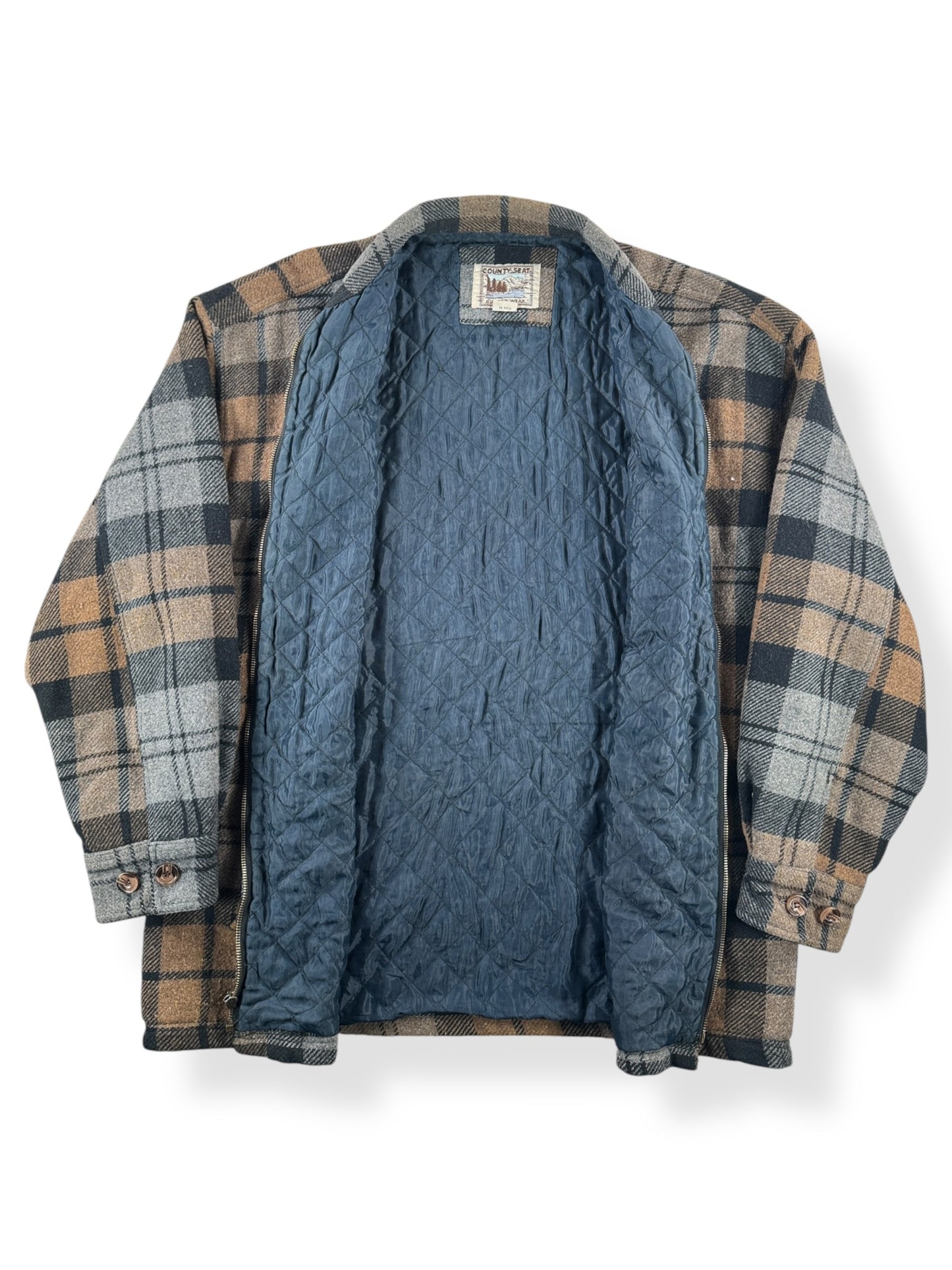 Inside of Vintage Country Seat Zip Up Flannel SZ XL