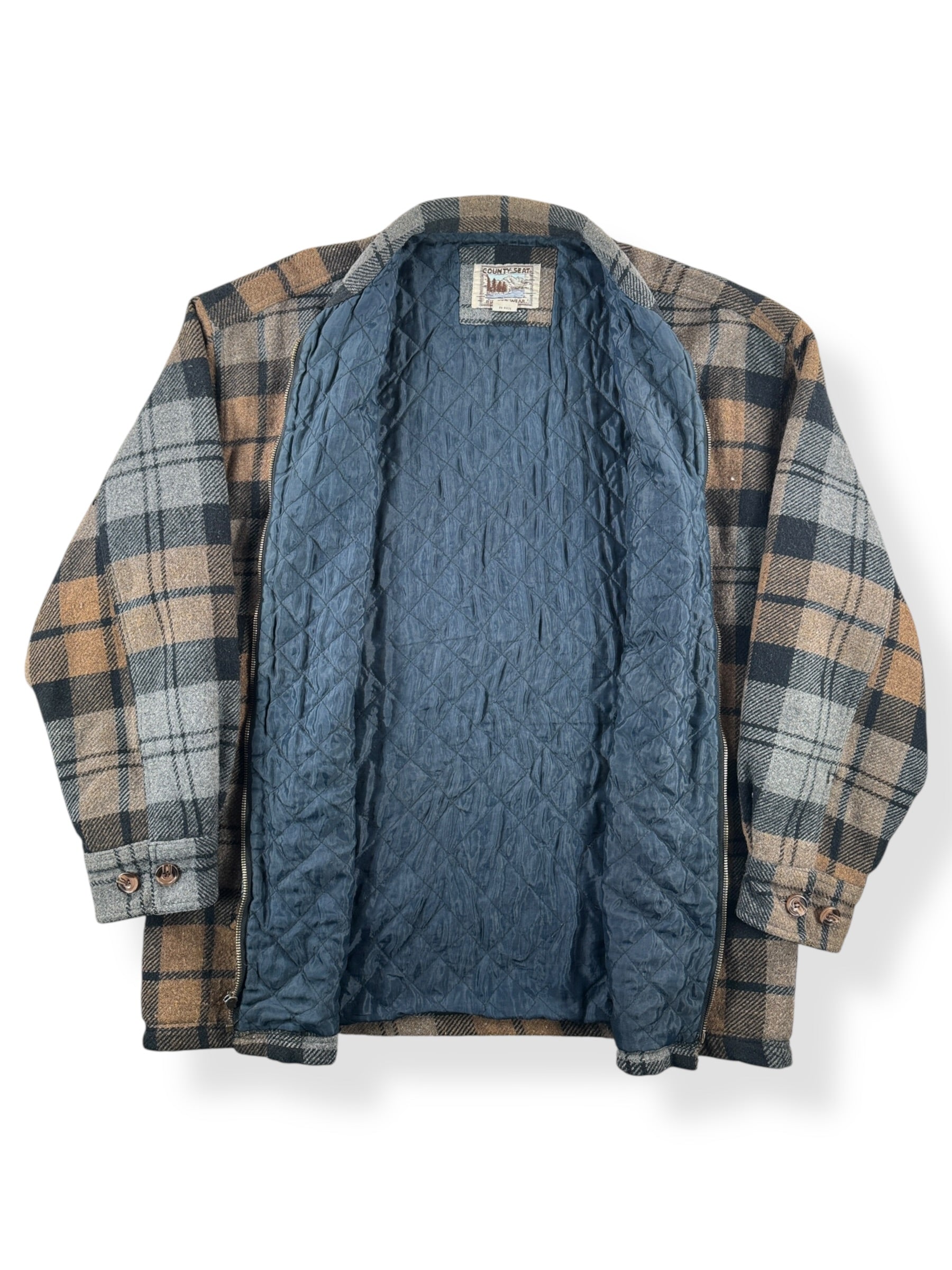 Inside of Vintage Country Seat Zip Up Flannel SZ XL