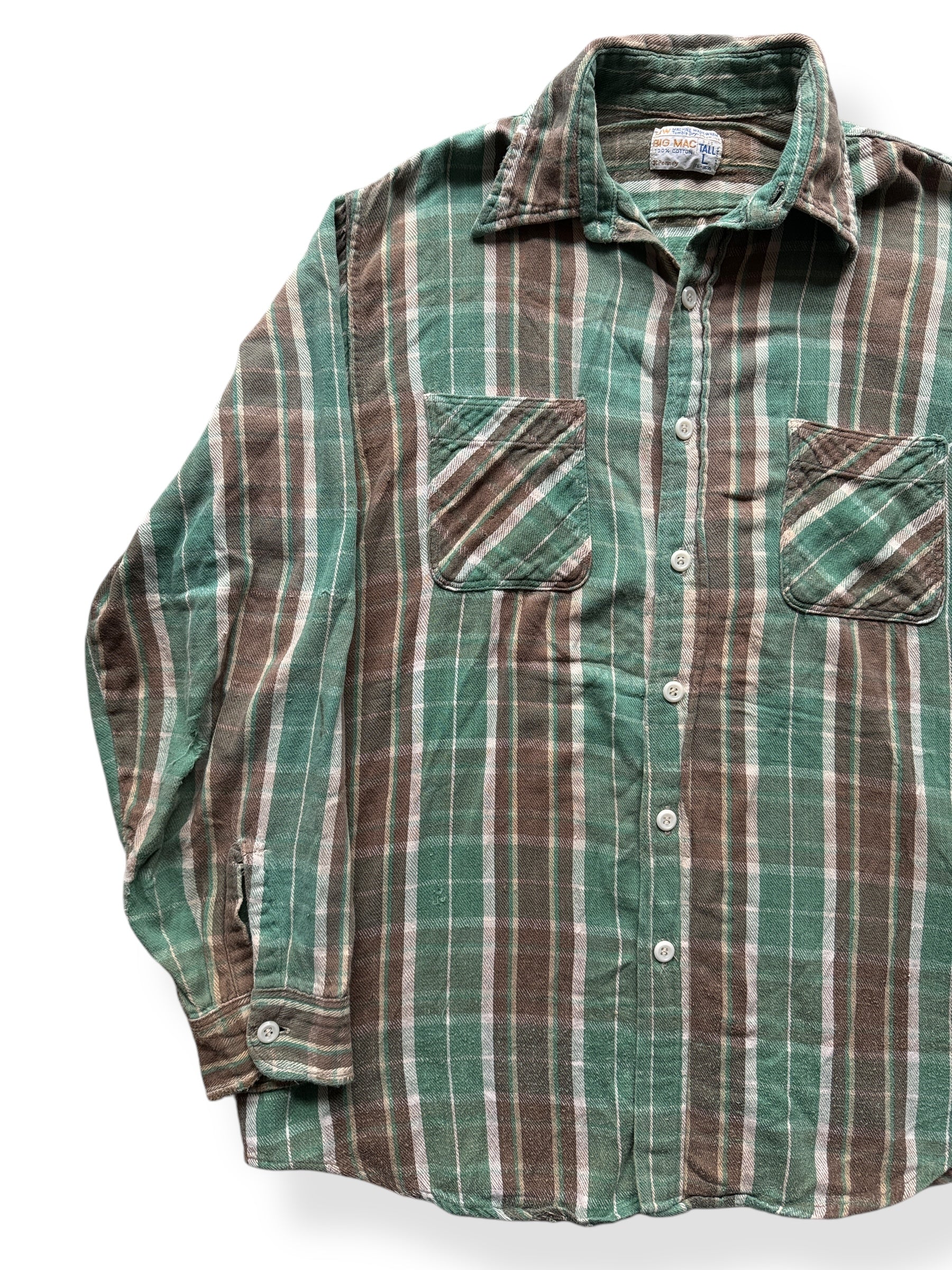 Front Right of Vintage Thrashed Big Mac Cotton Flannel SZ L Tall