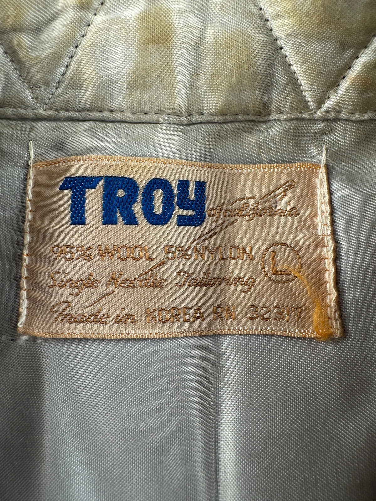 Tag on Vintage 70s Troy Wool Blend Board Shirt SZ L