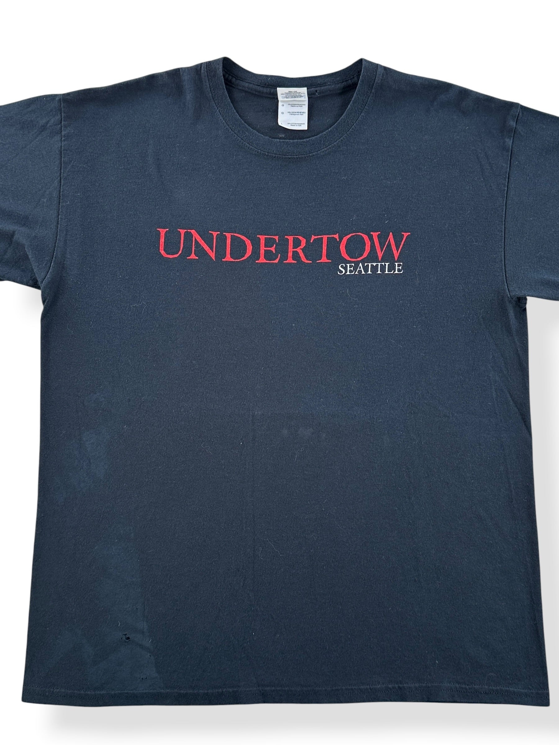 Front Close Up of Vintage Undertow Seattle Straight Edge Hardcore Tee SZ L