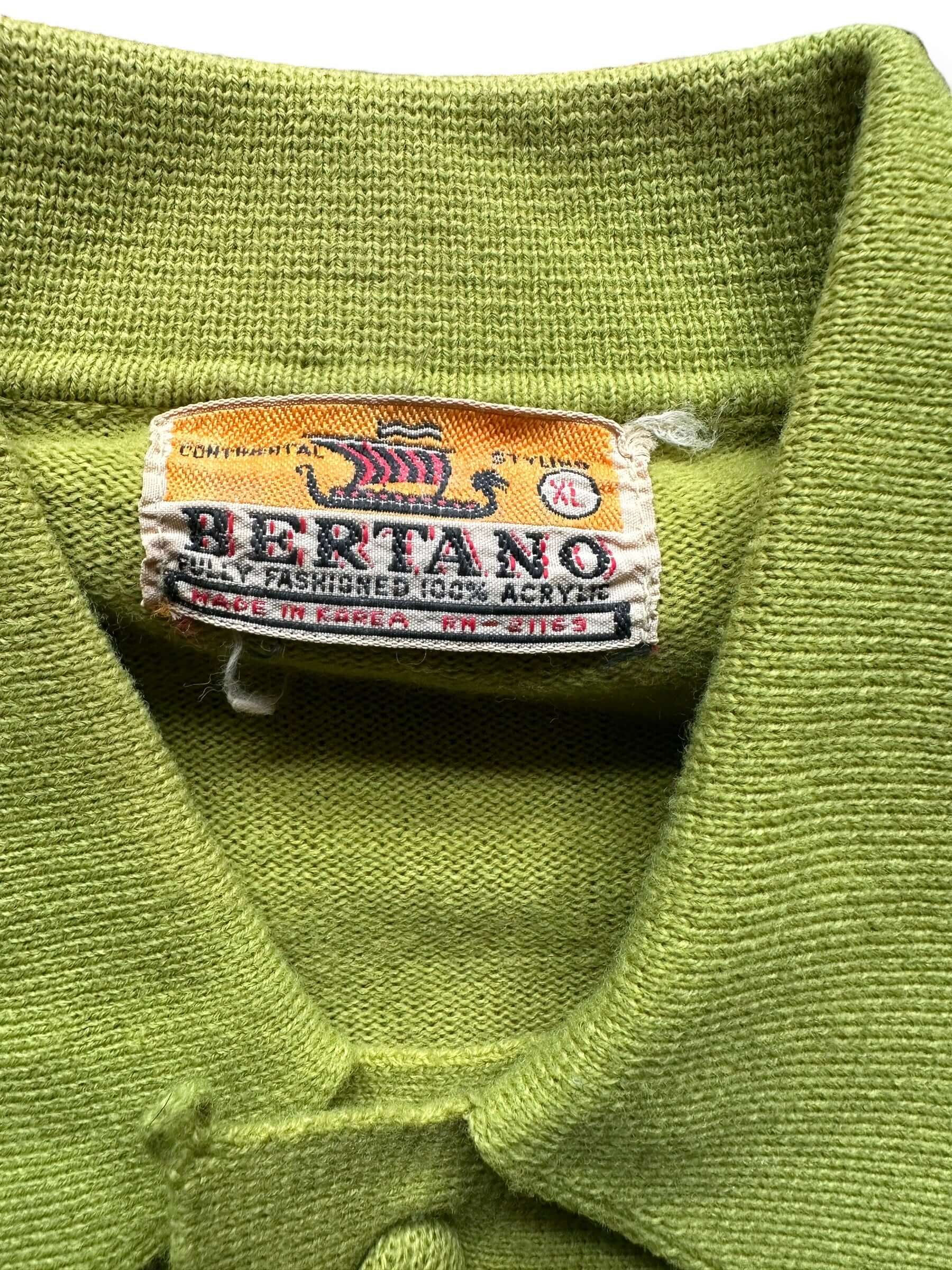 tag on Vintage Bertano Collared Knit Sweater SZ XL