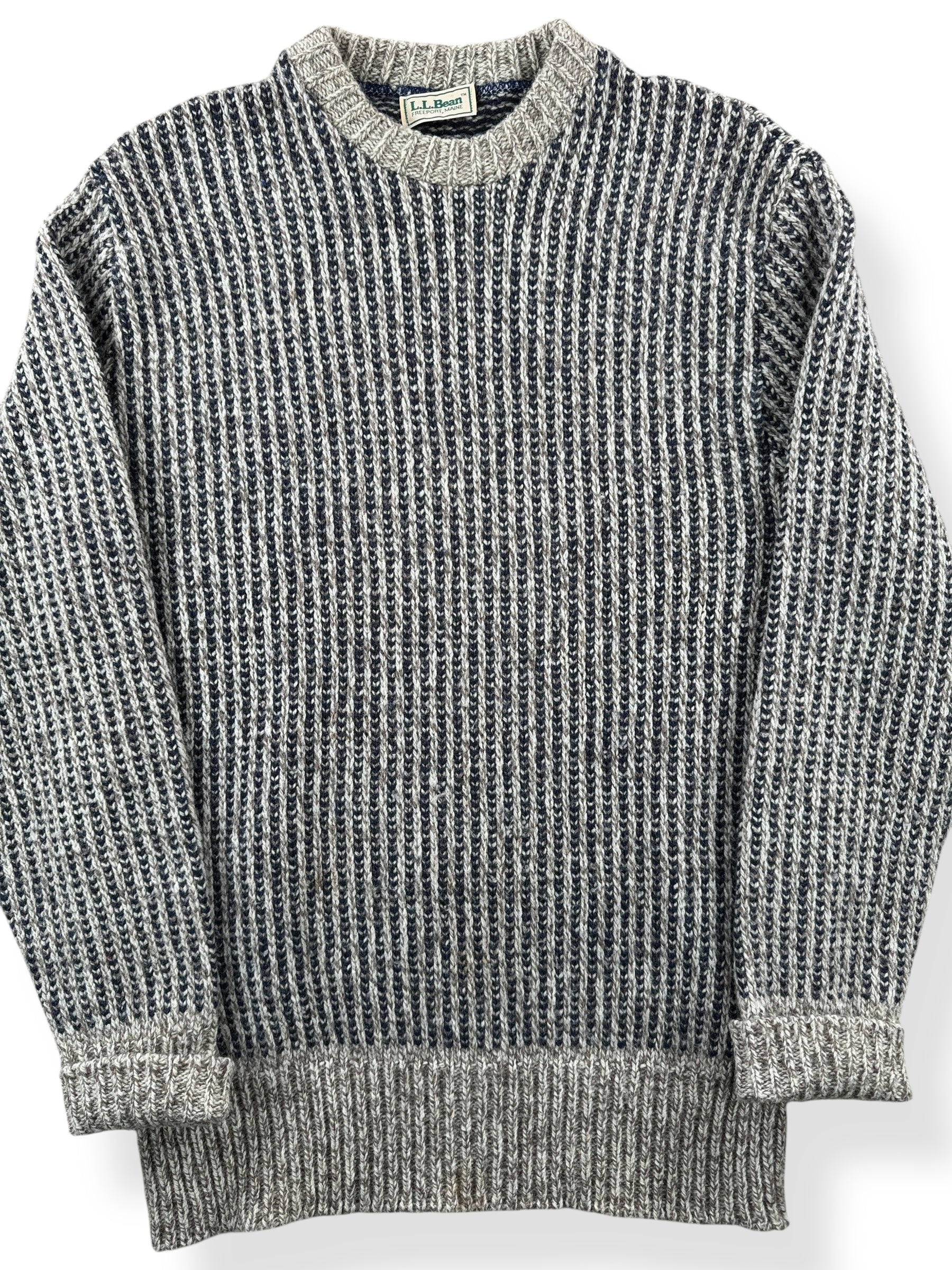 Front Close Up of Vintage L.L. Bean Rag Wool Sweater SZ L