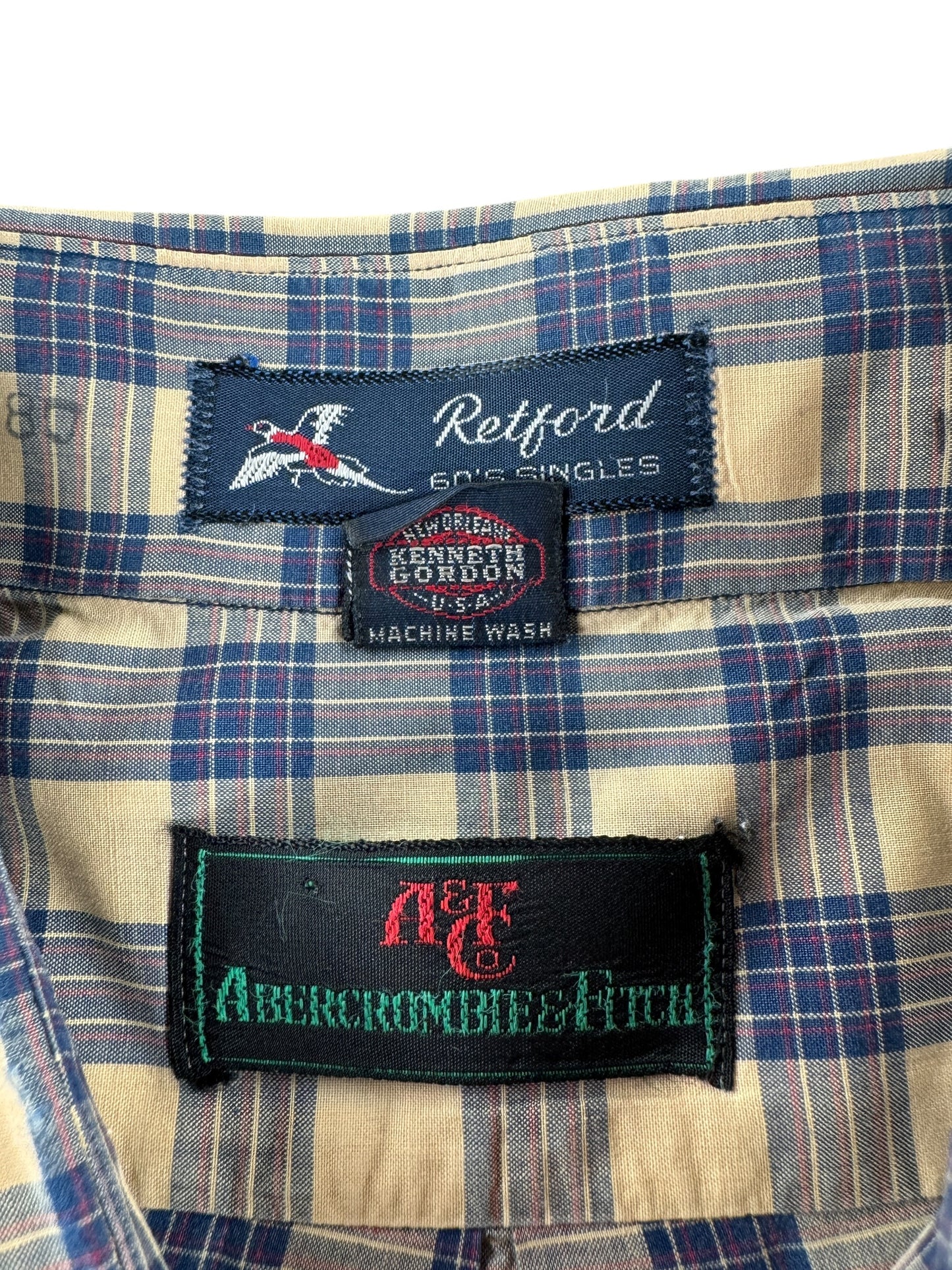 Label on Vintage 80s Abercrombie & Fitch Plaid Shirt SZ M