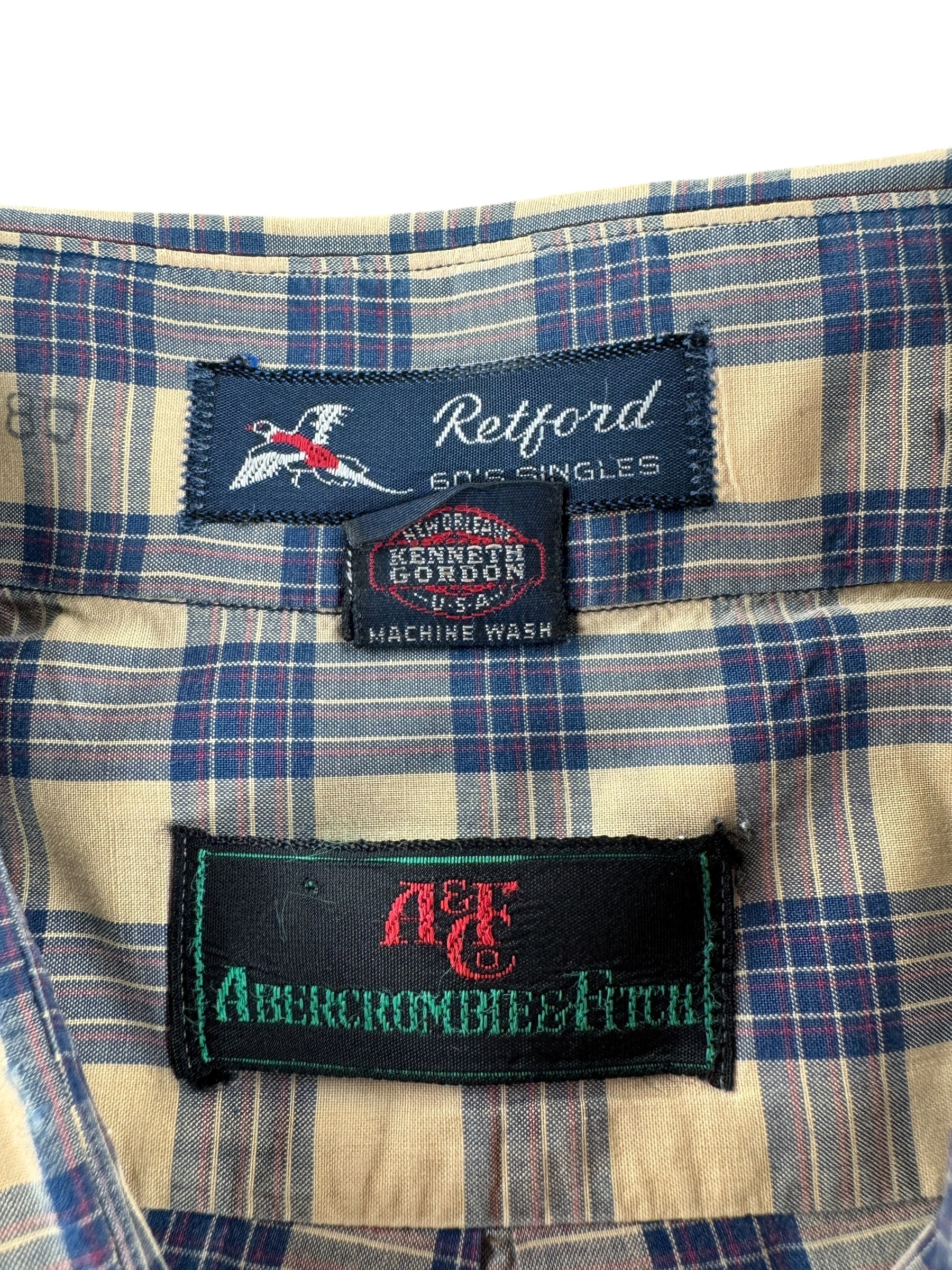 Label on Vintage 80s Abercrombie & Fitch Plaid Shirt SZ M