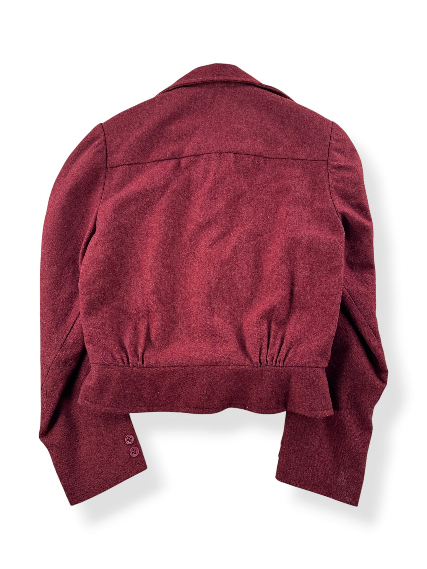 Back of Vintage Ladies Burgundy Wool Jacket SZ S