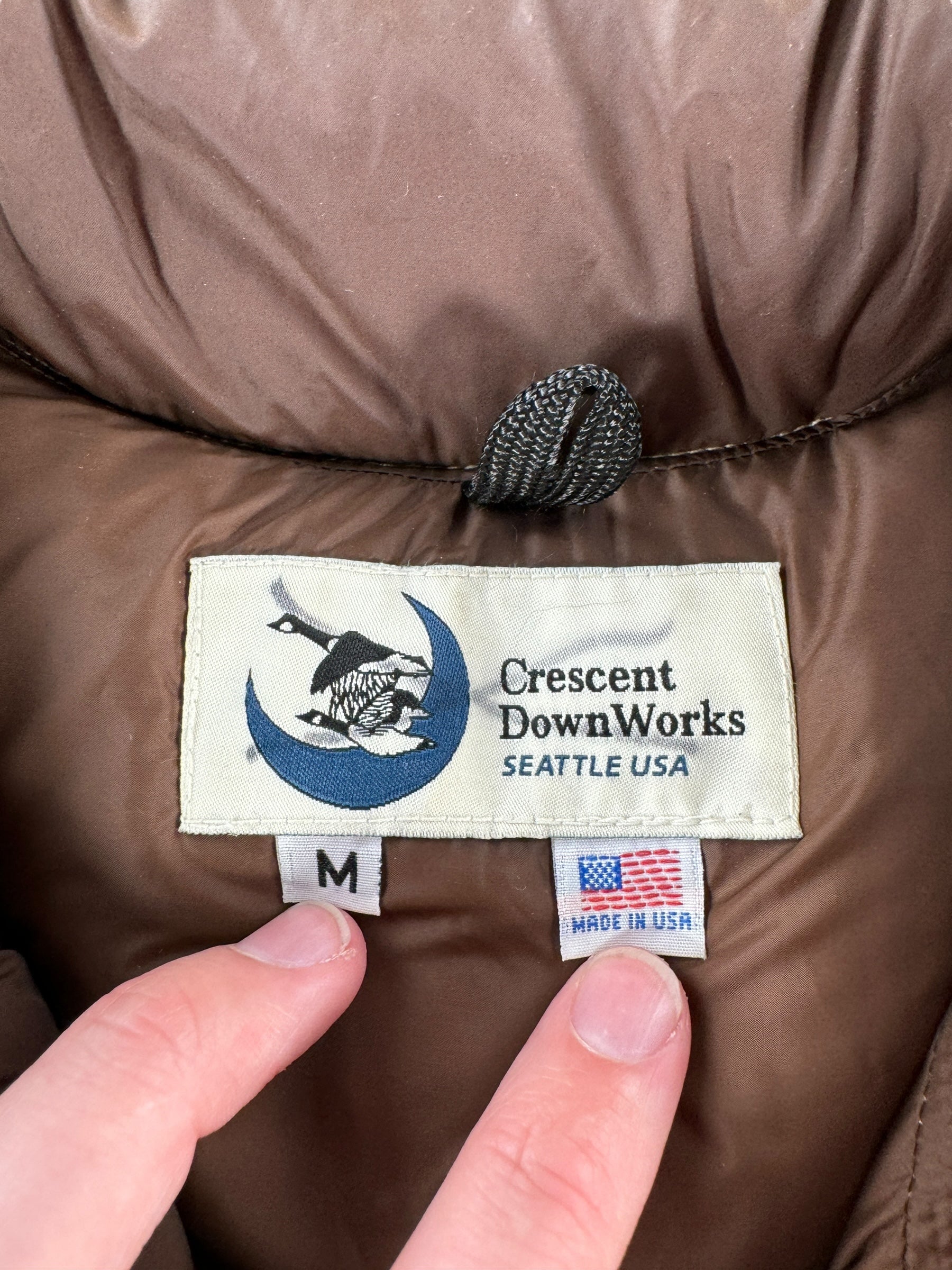 Label on Modern Crescent Down Works Vest SZ M