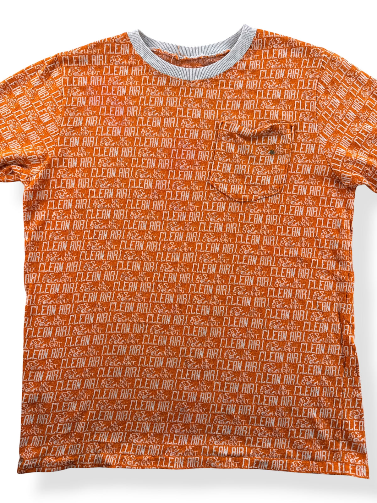 Close-up of Vintage Rare 60s/70s We Want Clean Air Protest Tee SZ M