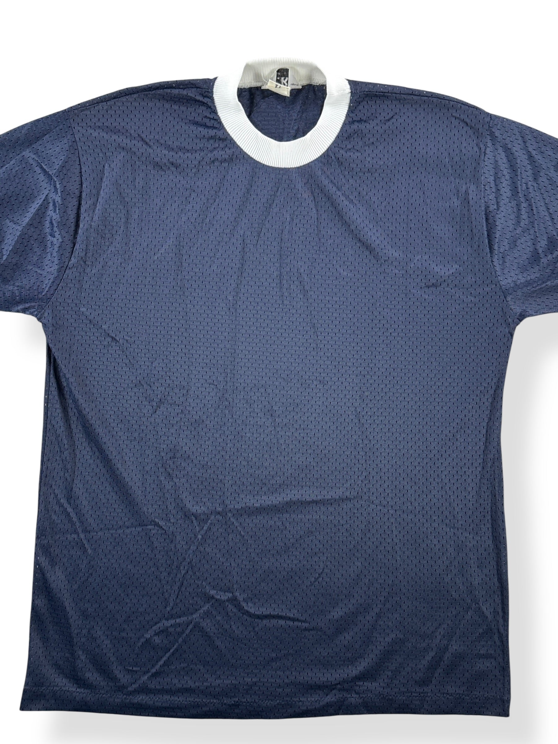 Front Close Up of Vintage Navy Blue Izko Navy Blue Ringer Jersey SZ XL (Fits L)