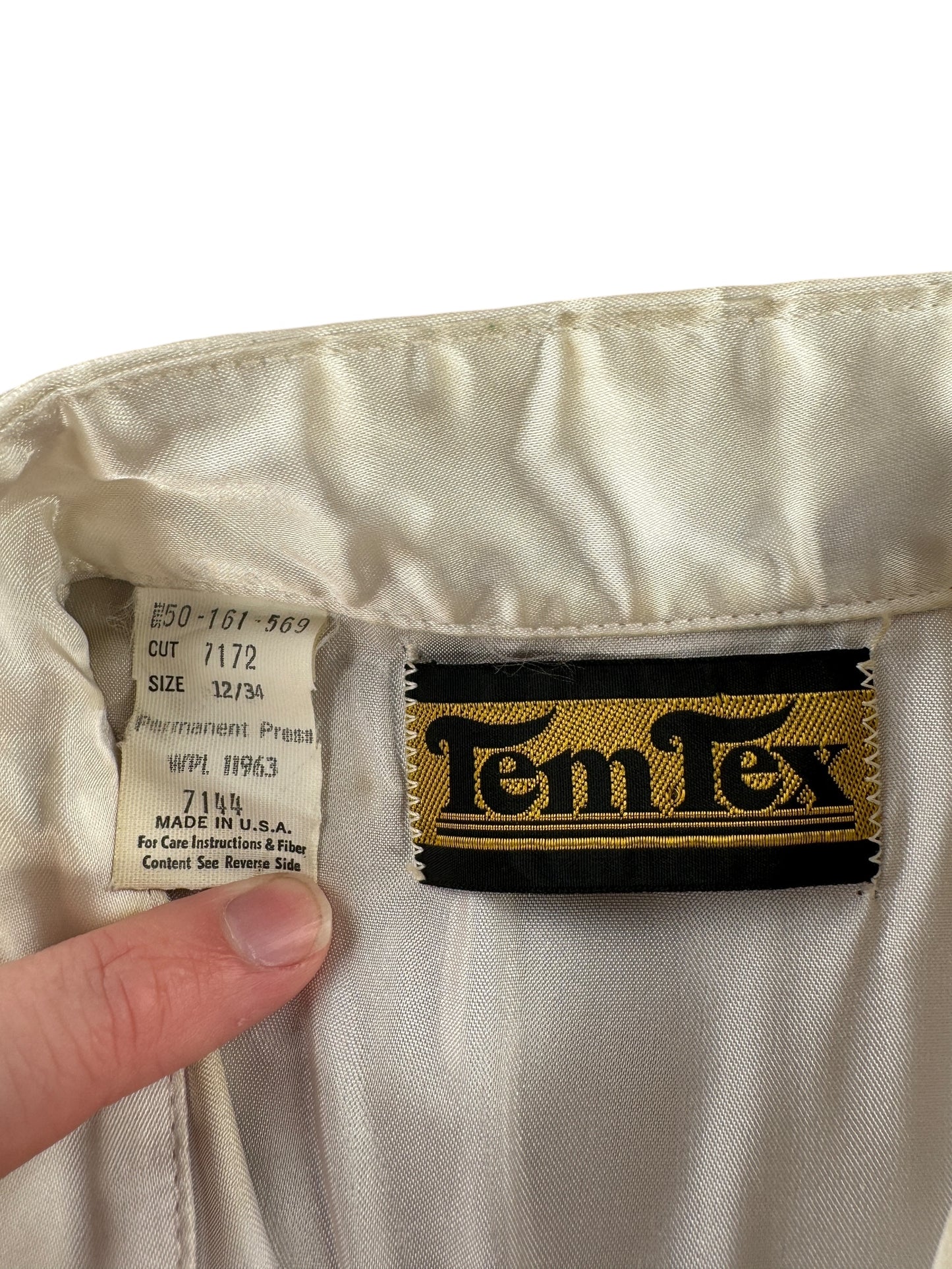 Label on Vintage Satin Tem Tex Two Tone Pearlsnap SZ S