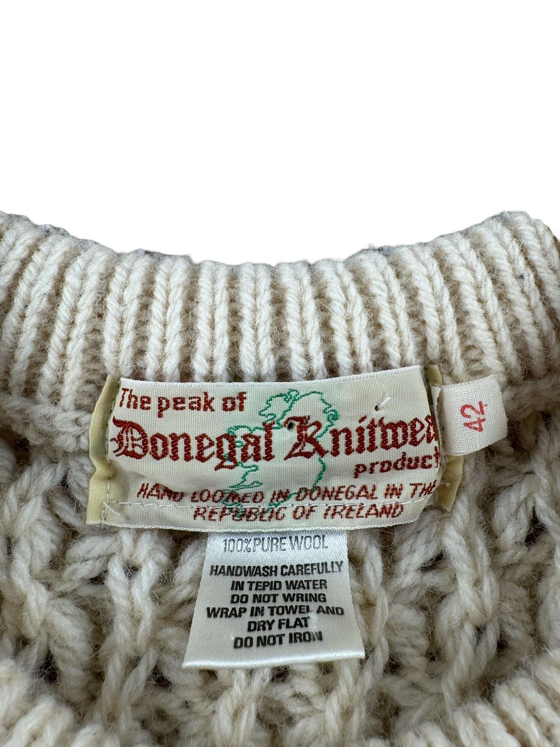 Tag on Vintage Donegal Knitwear Irish Wool Sweater SZ 42