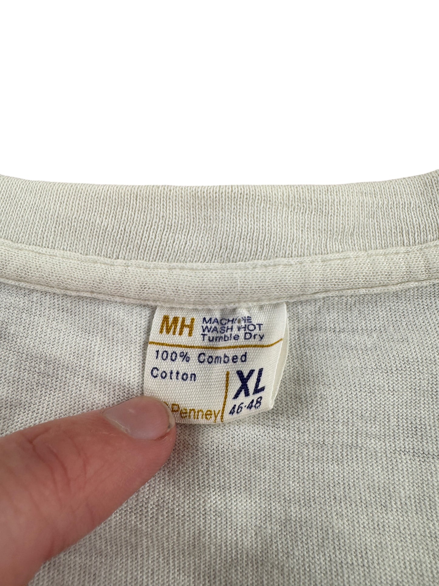 Tag on Vintage Penney's 100% Cotton V-Neck Blank Tee SZ XL (Fits L)