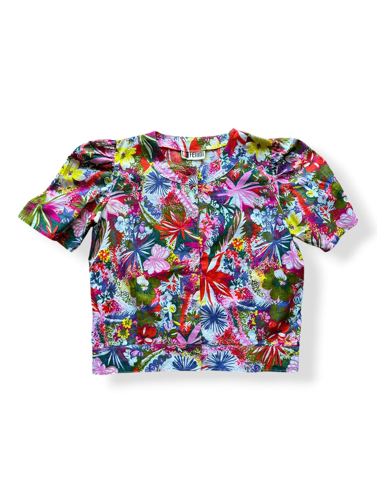 Top of Vintage Fellini Floral Blouse And Skirt Set SZ S
