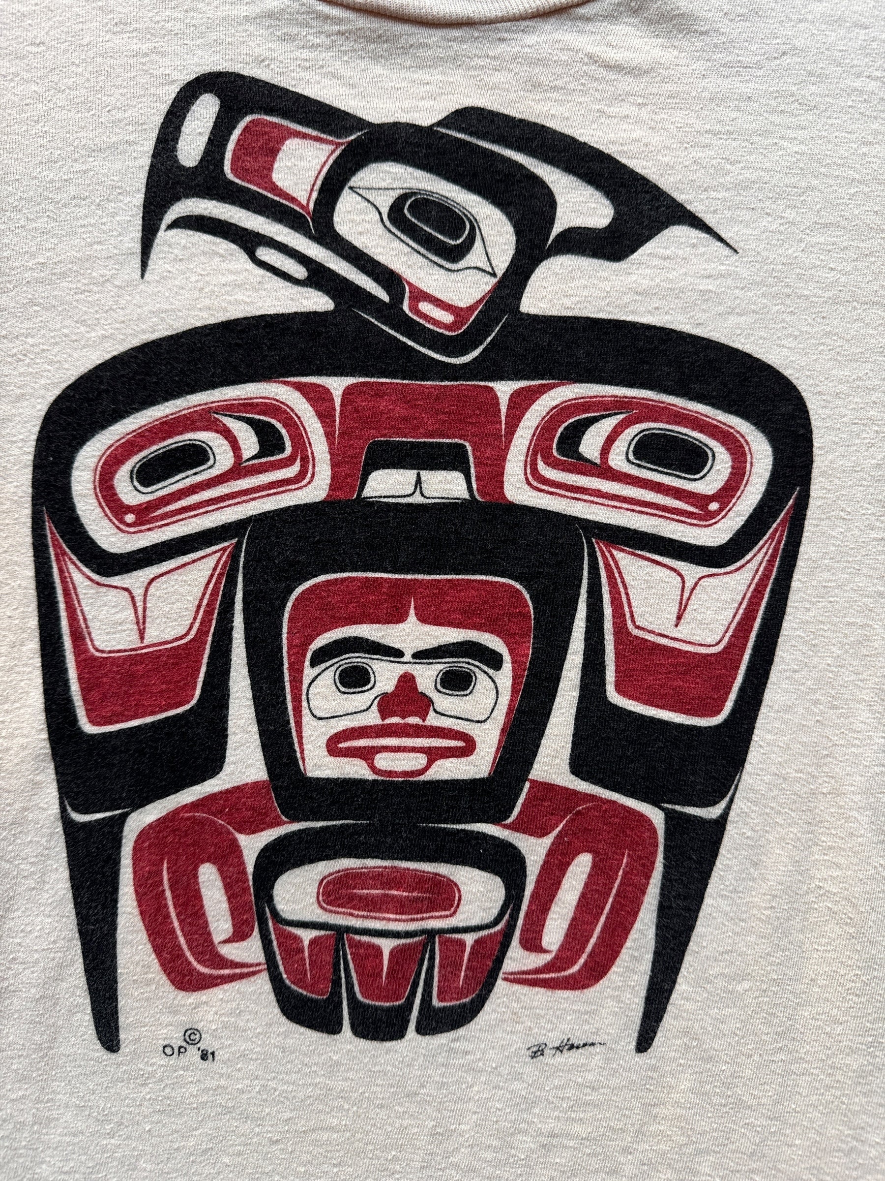 graphic on Vintage Coast Salish Art Tee SZ M