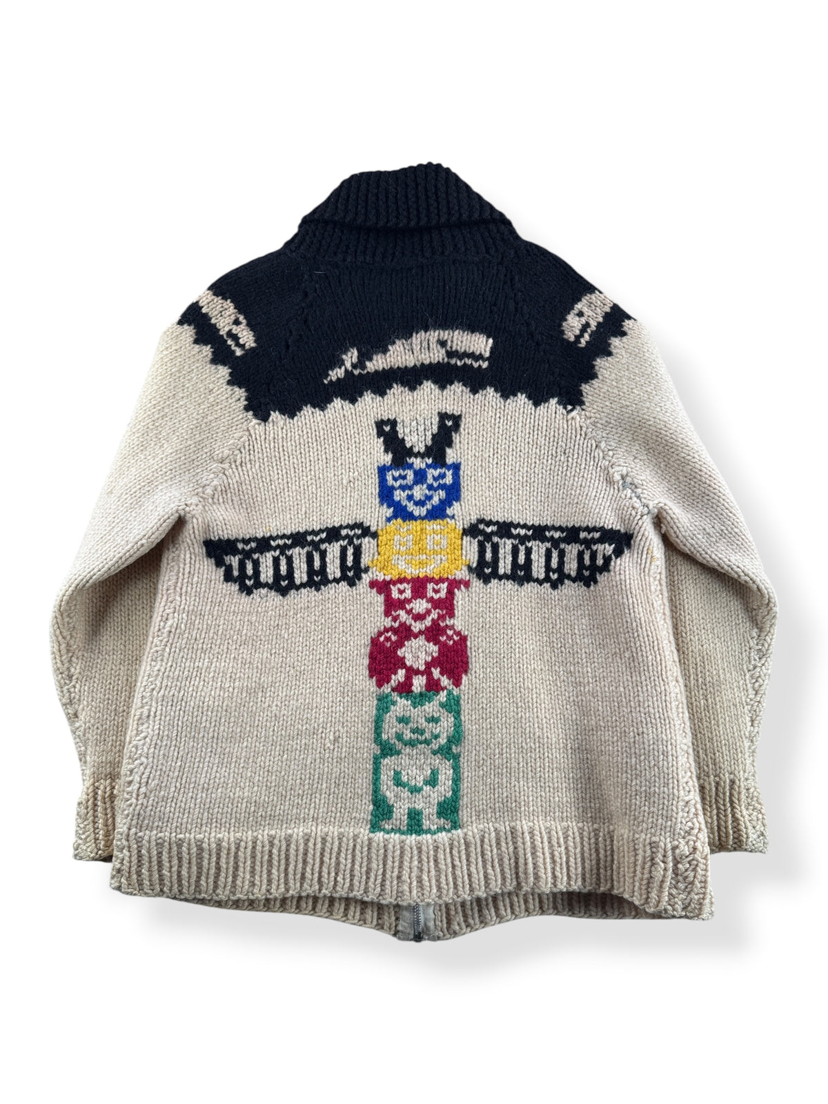Back of Vintage Totem Thunderbird Cowichan Sweater SZ S