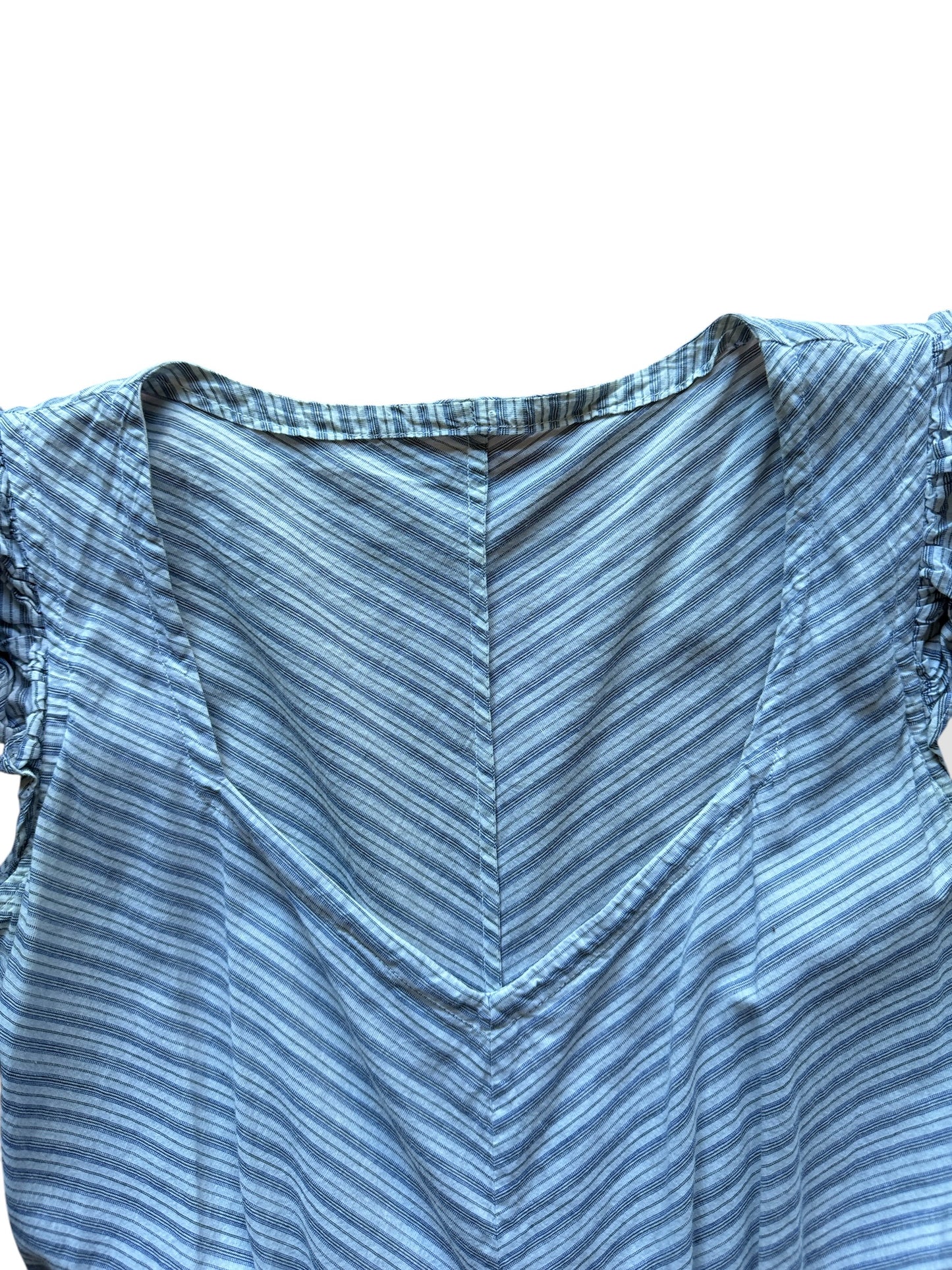 Neckline on Vintage Striped Flutter Sleeve Dress SZ S - AS IS
