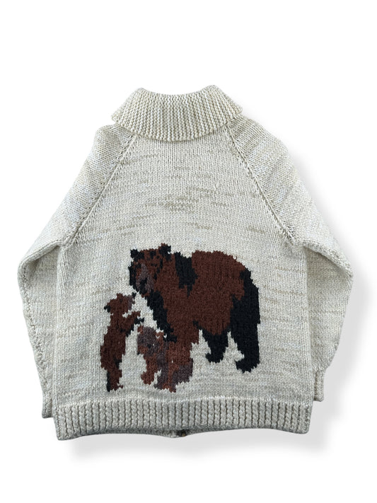 Back of Vintage 70s Era Acrylic Mama Bear Cowichan Sweater SZ XL