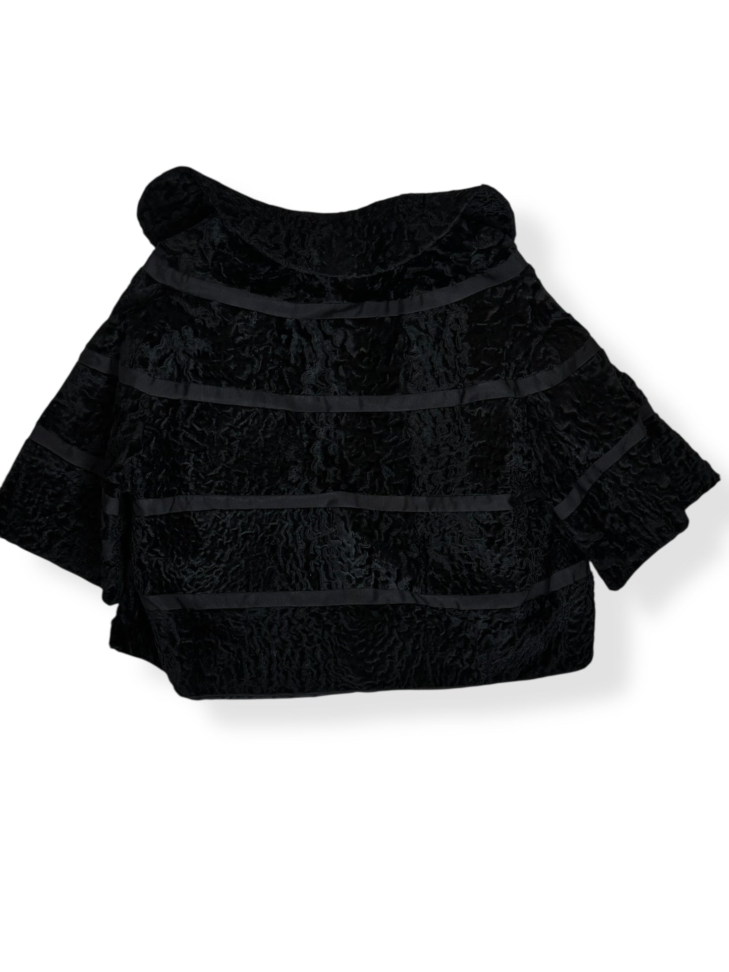 Back view of 1950s Blum's-Vogue Lamb's Fur Cropped Jacket L