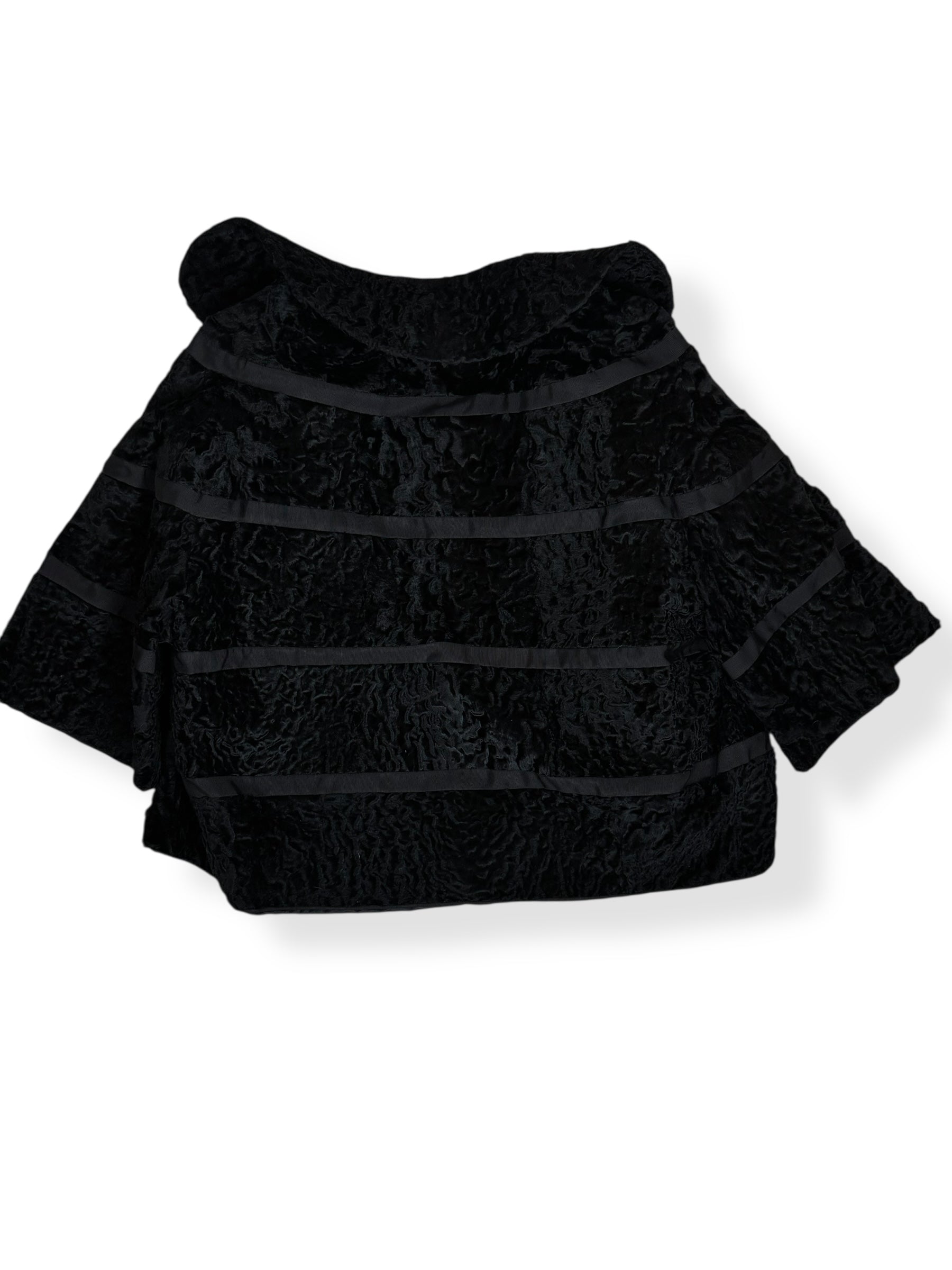 Back view of 1950s Blum's-Vogue Lamb's Fur Cropped Jacket L