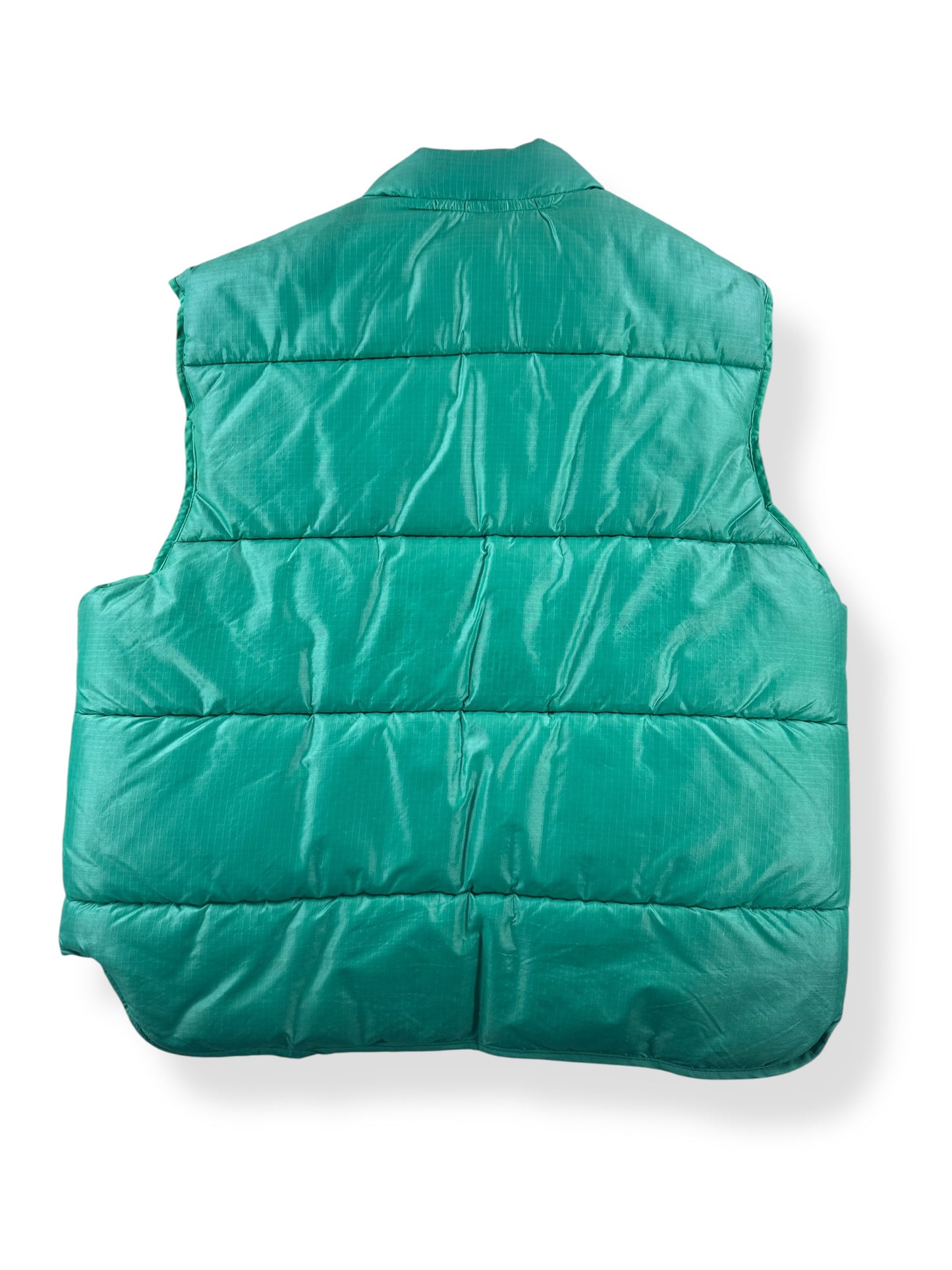 Back of Vintage Reversible Green Puffer Vest SZ L