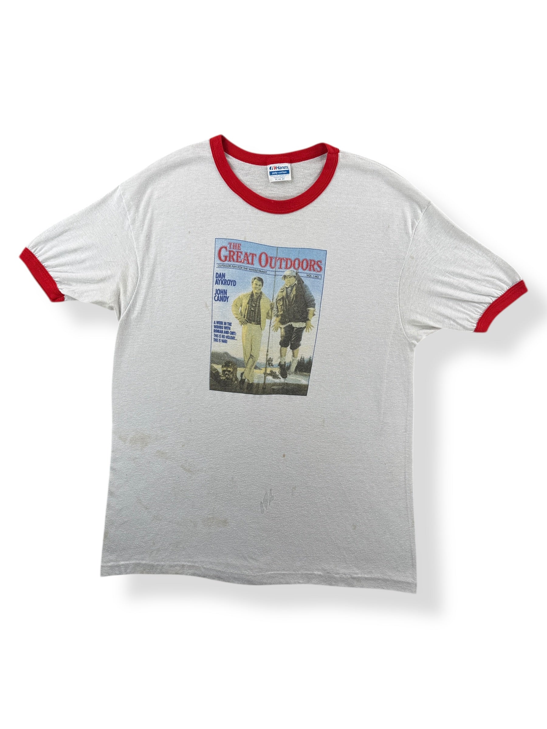 Front of Vintage John Candy Great Outdoors Movie Ringer Tee SZ XL (Fits L)