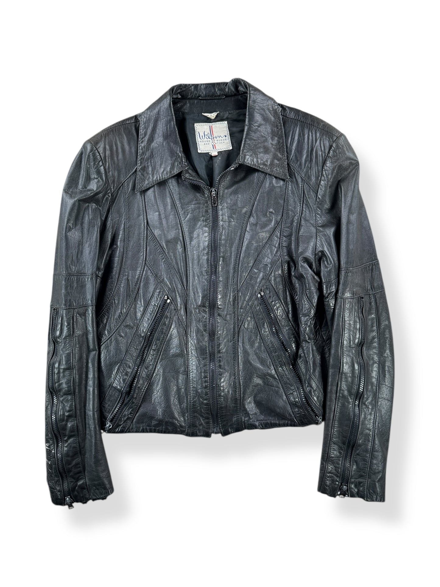 Front of Vintage 70s Wilson's Cropped Leather Jacket SZ 44