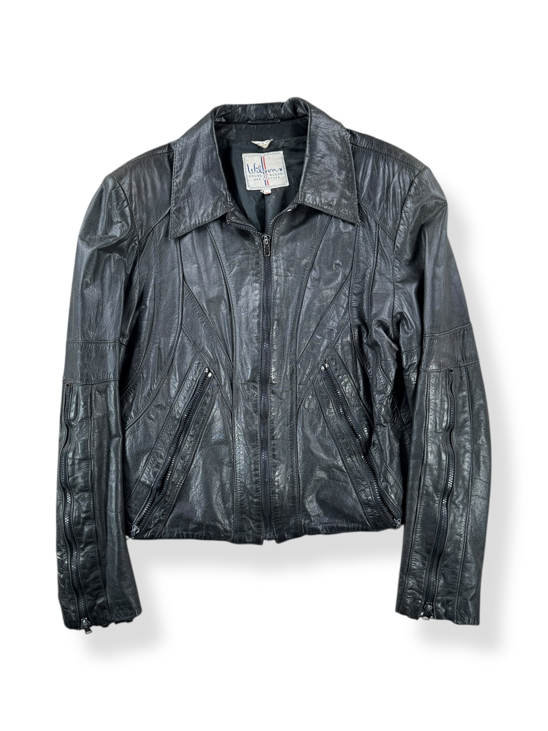 Front of Vintage 70s Wilson's Cropped Leather Jacket SZ 44