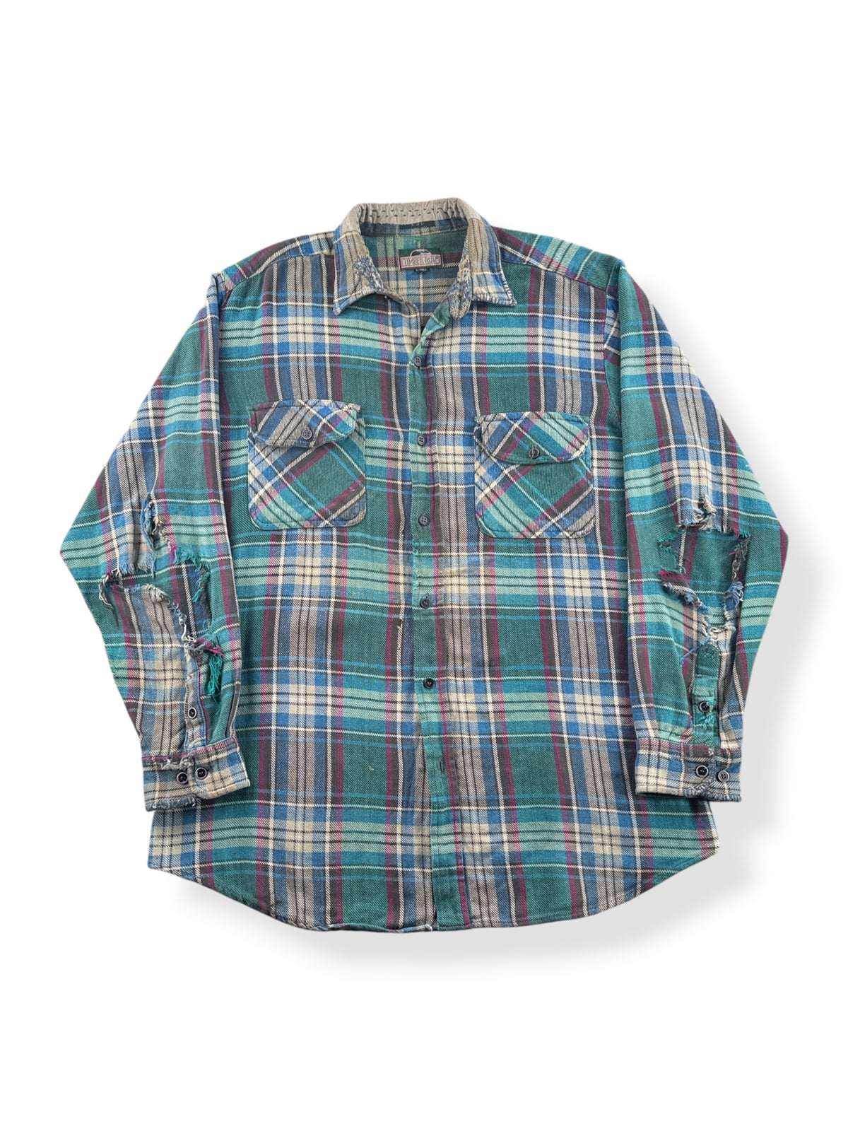 Front of Vintage Blown Out Cotton Flannel SZ L