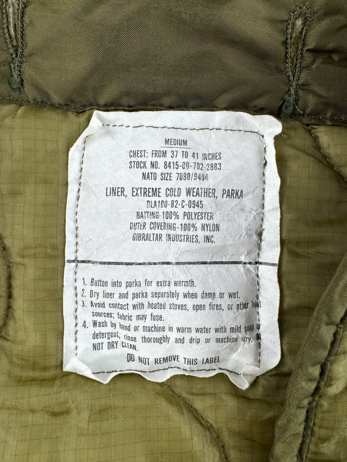 Tag on Vintage Military Parka Liner Jacket SZ M