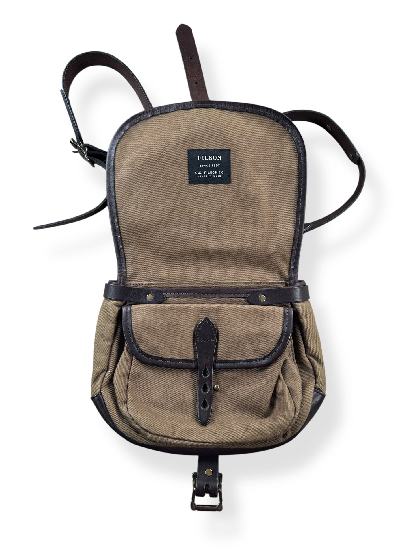 Inside of Filson Satchel Rugged Twill Sample Bag
