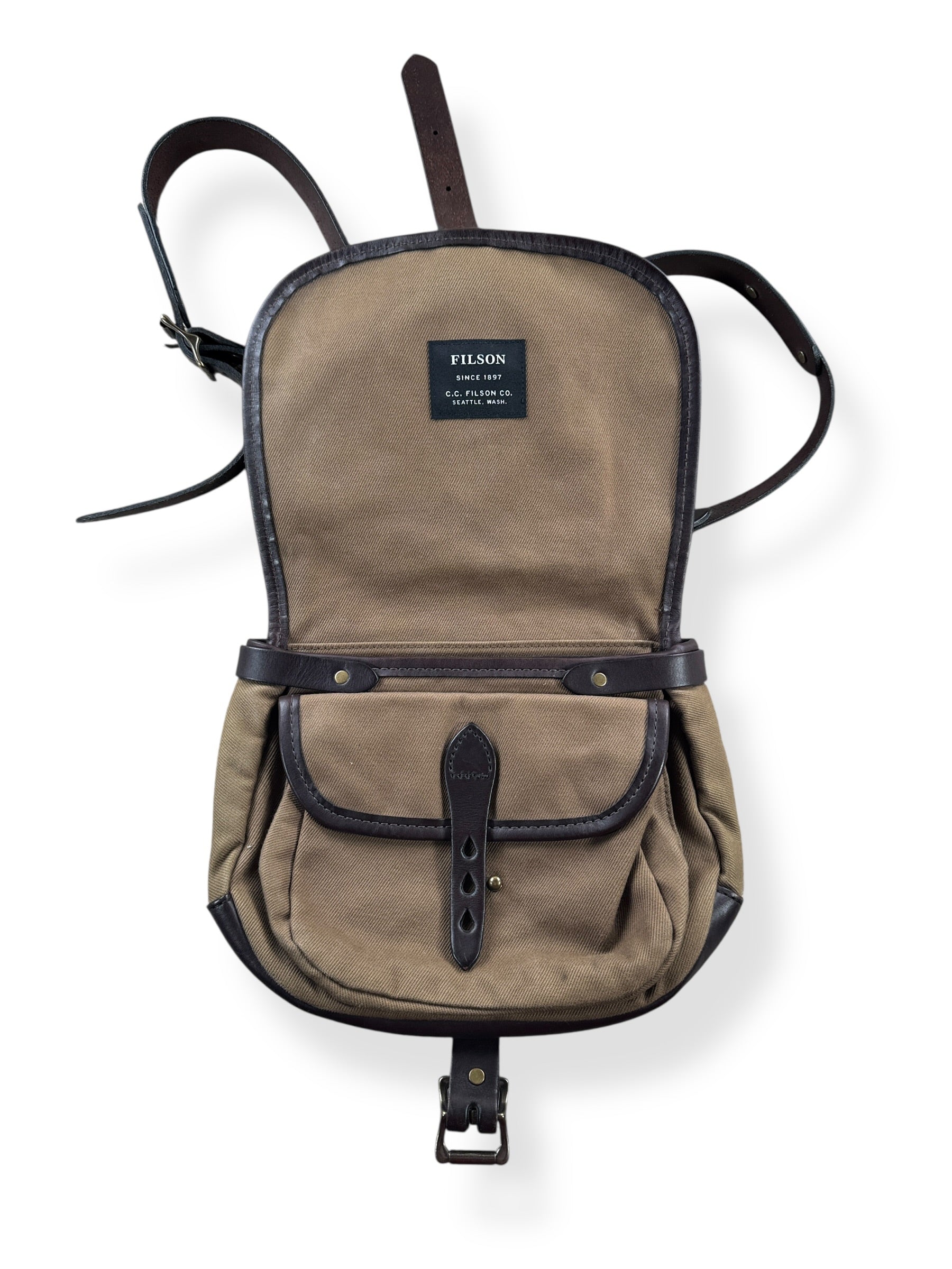 Inside of Filson Satchel Rugged Twill Sample Bag