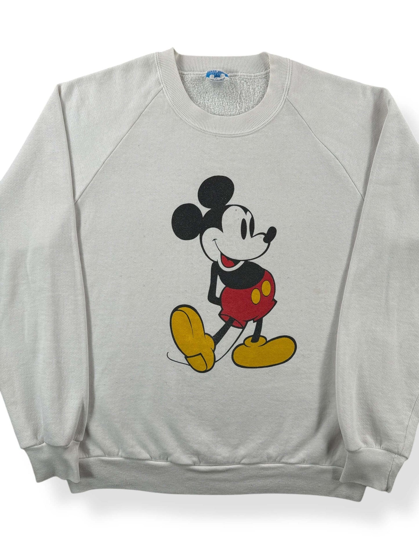 Front Close Up of Vintage 80s Era Mickey Mouse Crewneck SZ L