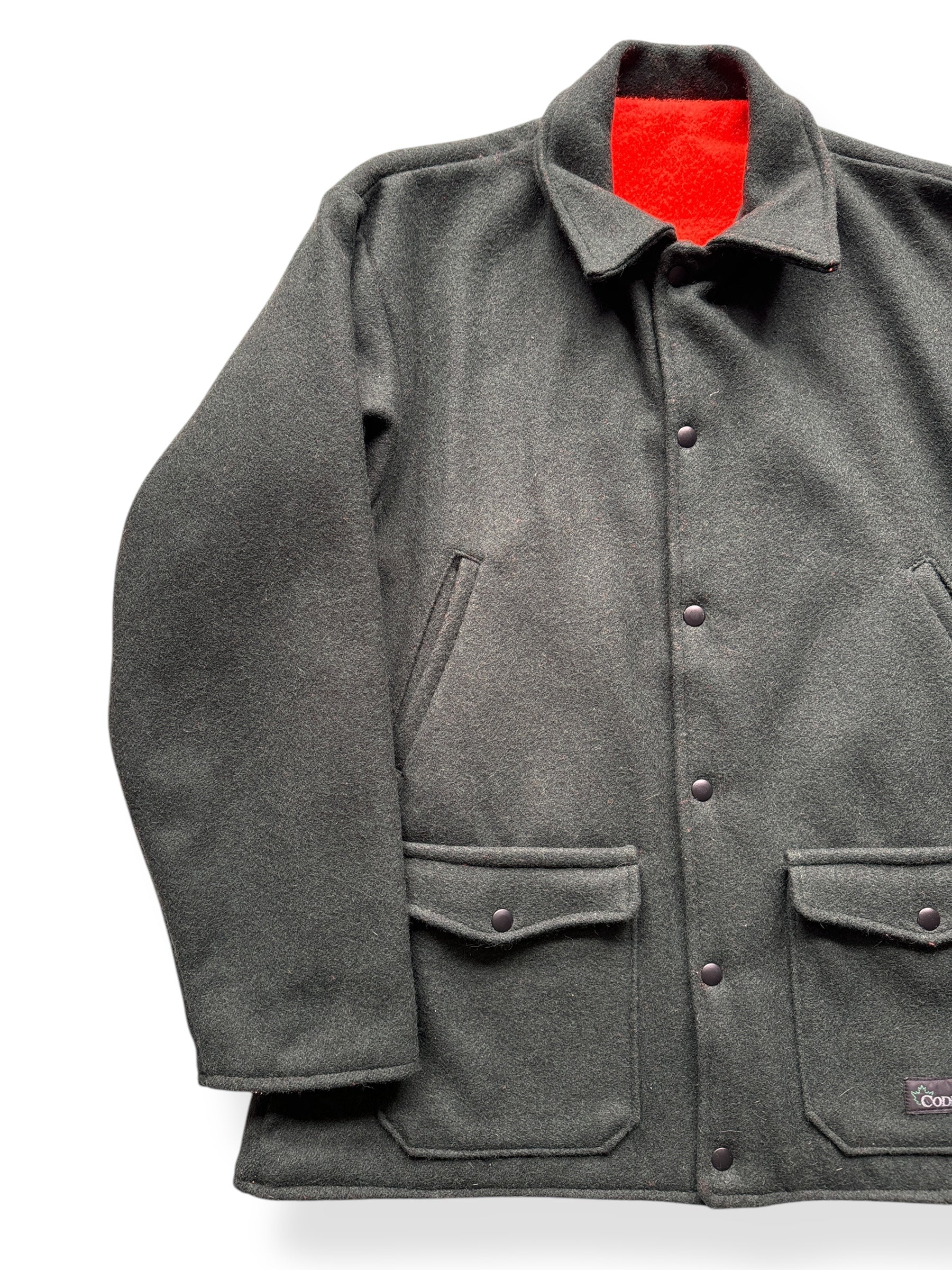 Front Right of Codet Green Wool Hunting Jacket SZ XL