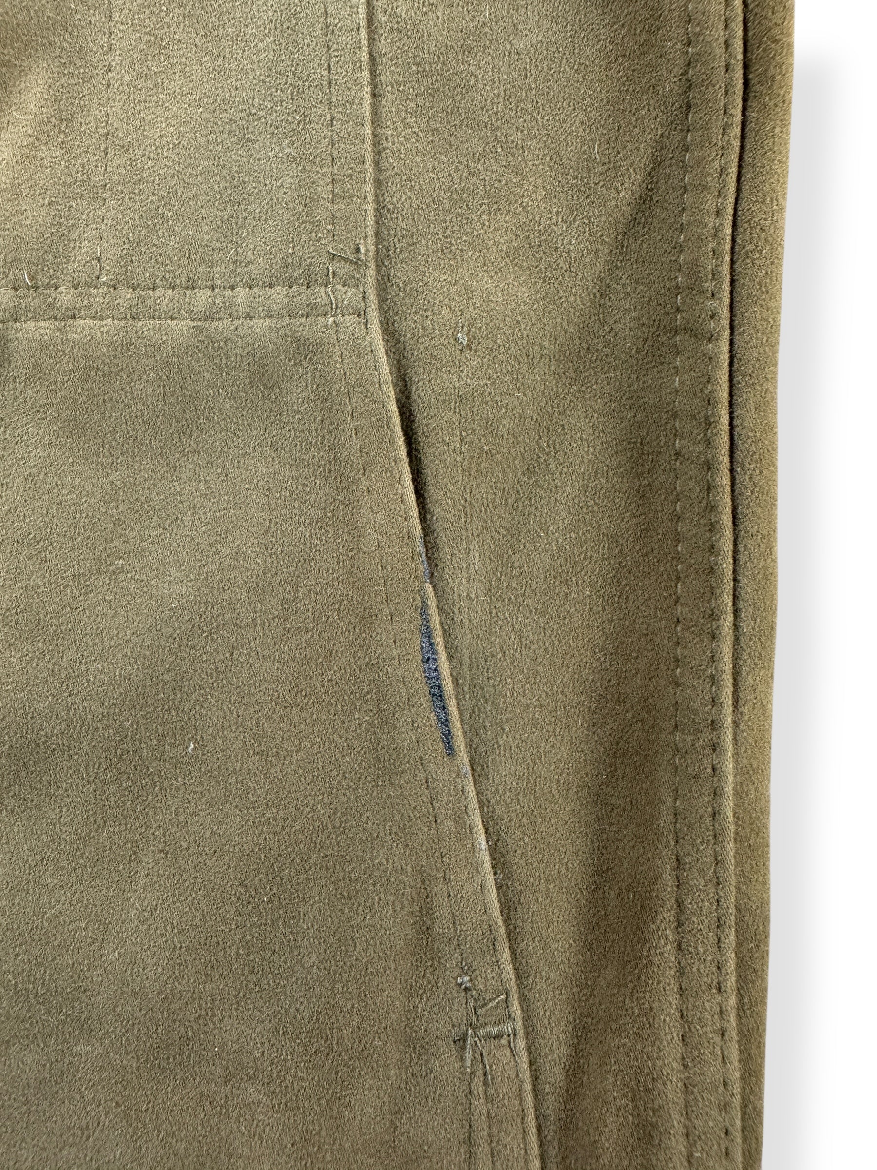 Stain on Pocket of Vintage Olive Green Filson Moleskin Vest SZ 40